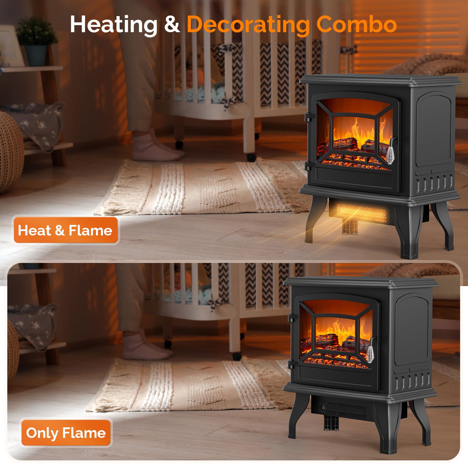 ROVSUN 17" x 20" 1400W 120V Electric Fireplace Stove