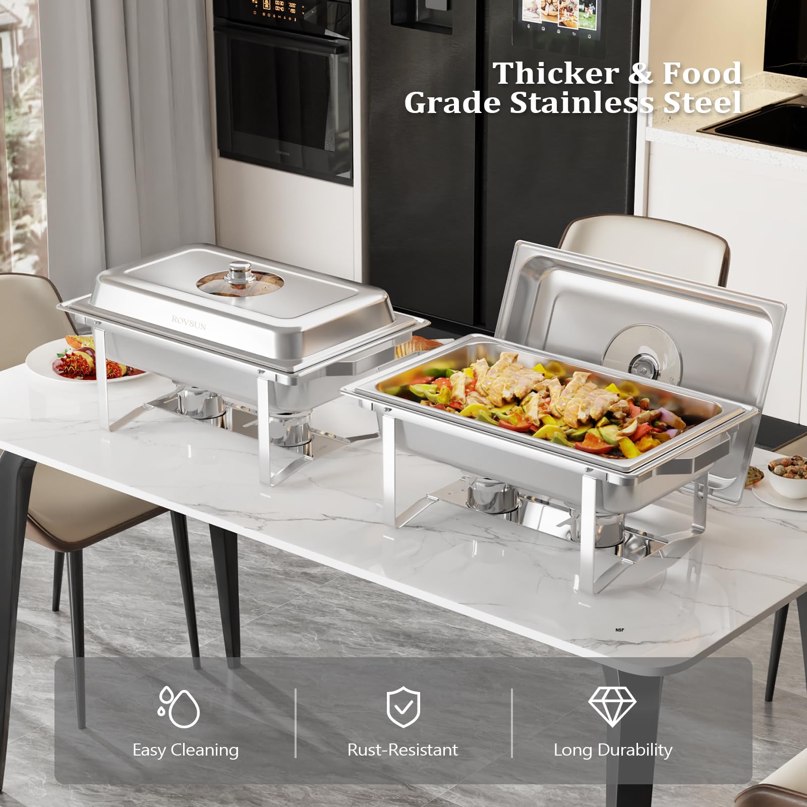 ROVSUN 8 QT Stainless Steel Rectangle Chafing Dish Set