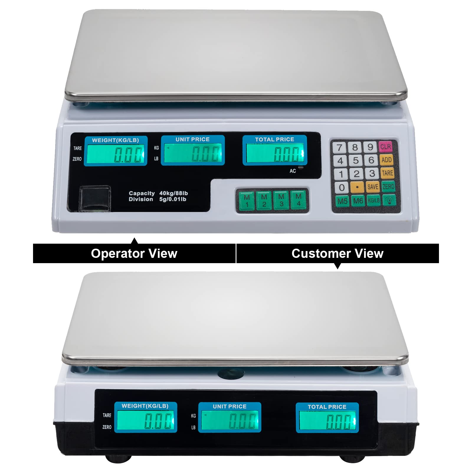 ROVSUN 88 LBS Deli Electronic Price Computing Scale with LCD Display Silver