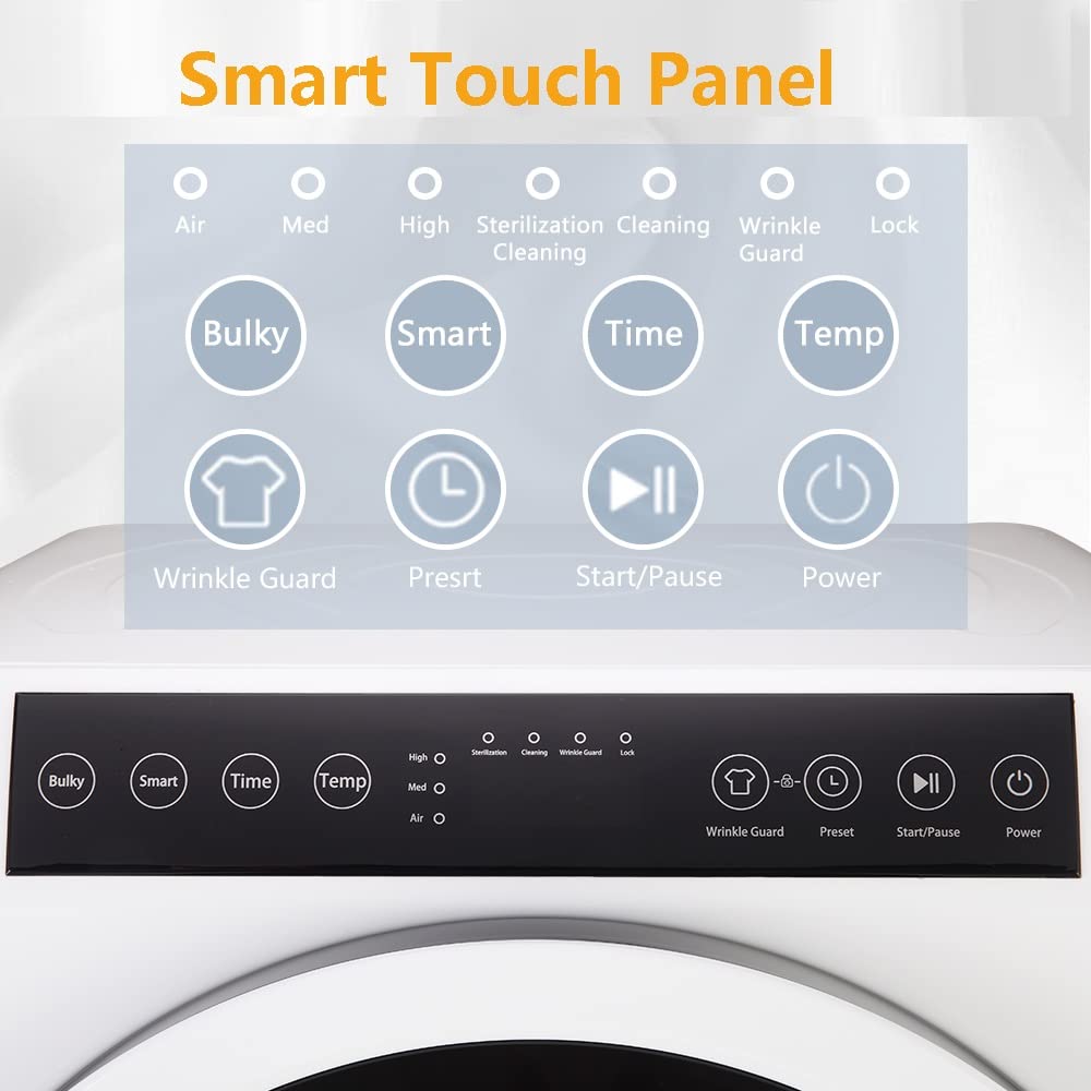 ROVSUN 3.5 Cu.Ft. 1,300W 110V Tumble Clothes Dryer with LED Touch Screen White