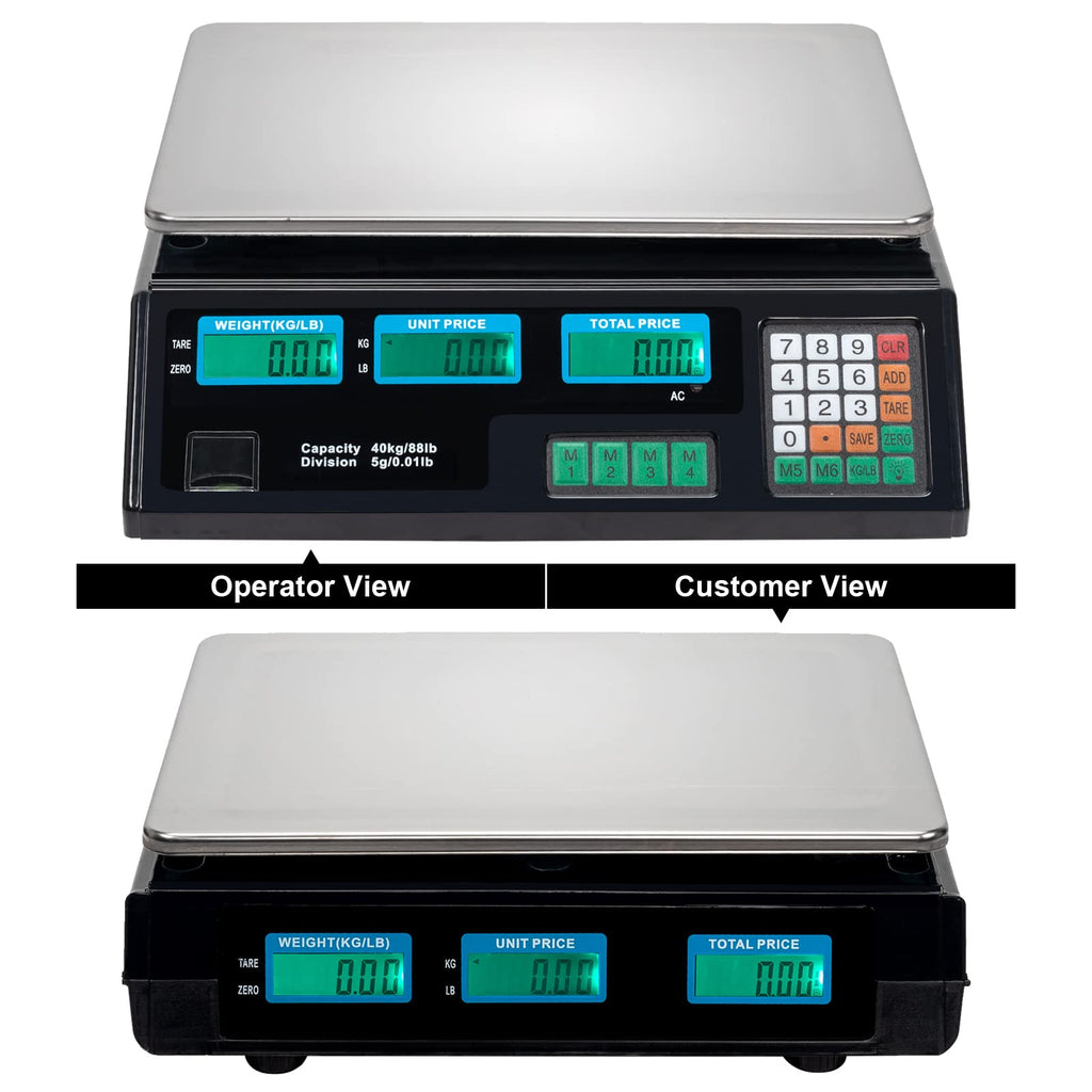 Plastic Computing Scale ROVSUN 88 LBS Deli Electronic Price Computing Scale Black