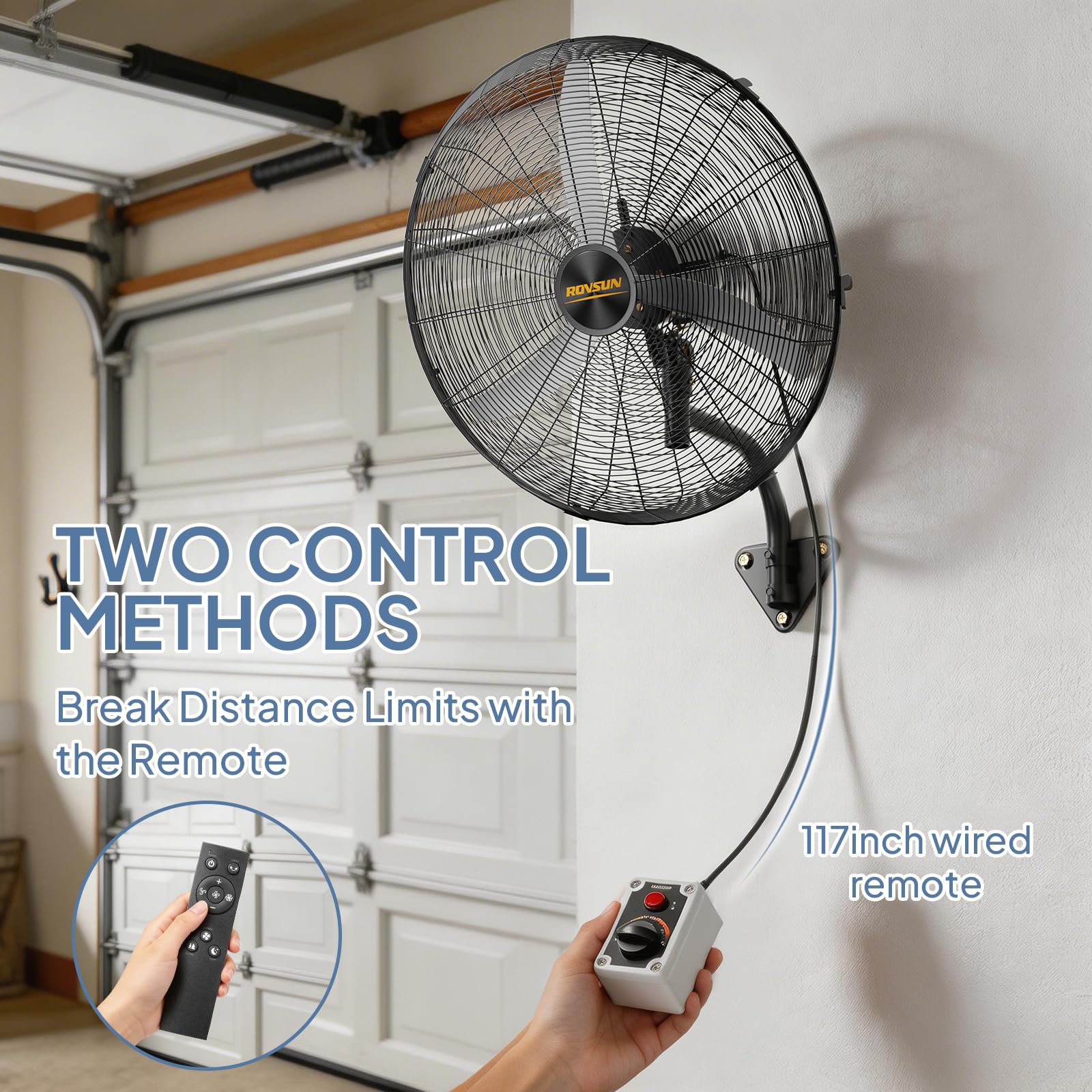 ROVSUN 20" 63W 110V Industrial Wall Mounted Fan with Remote Control