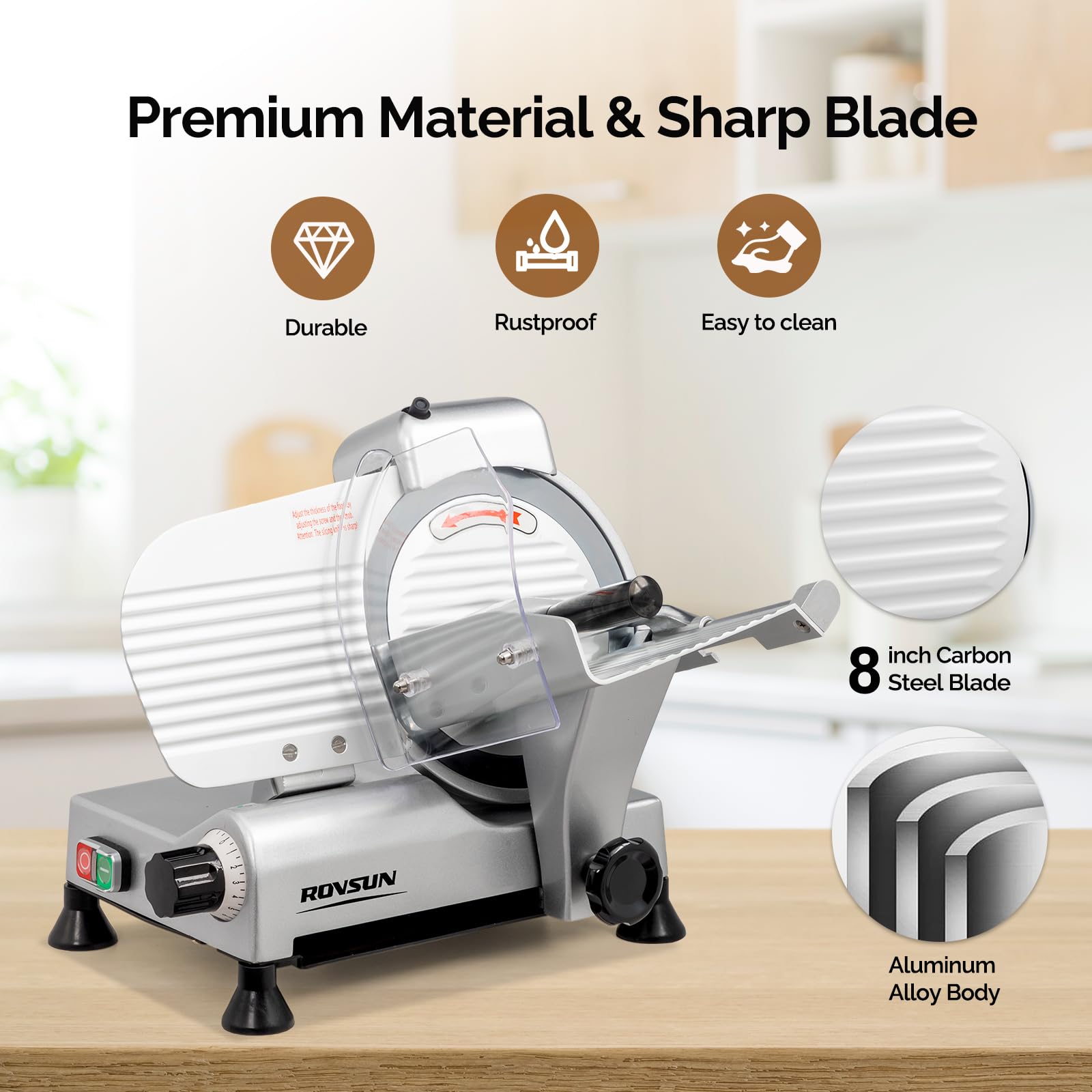 ROVSUN 210W 110V Manual Commercial Meat Slicer with 8" Blade