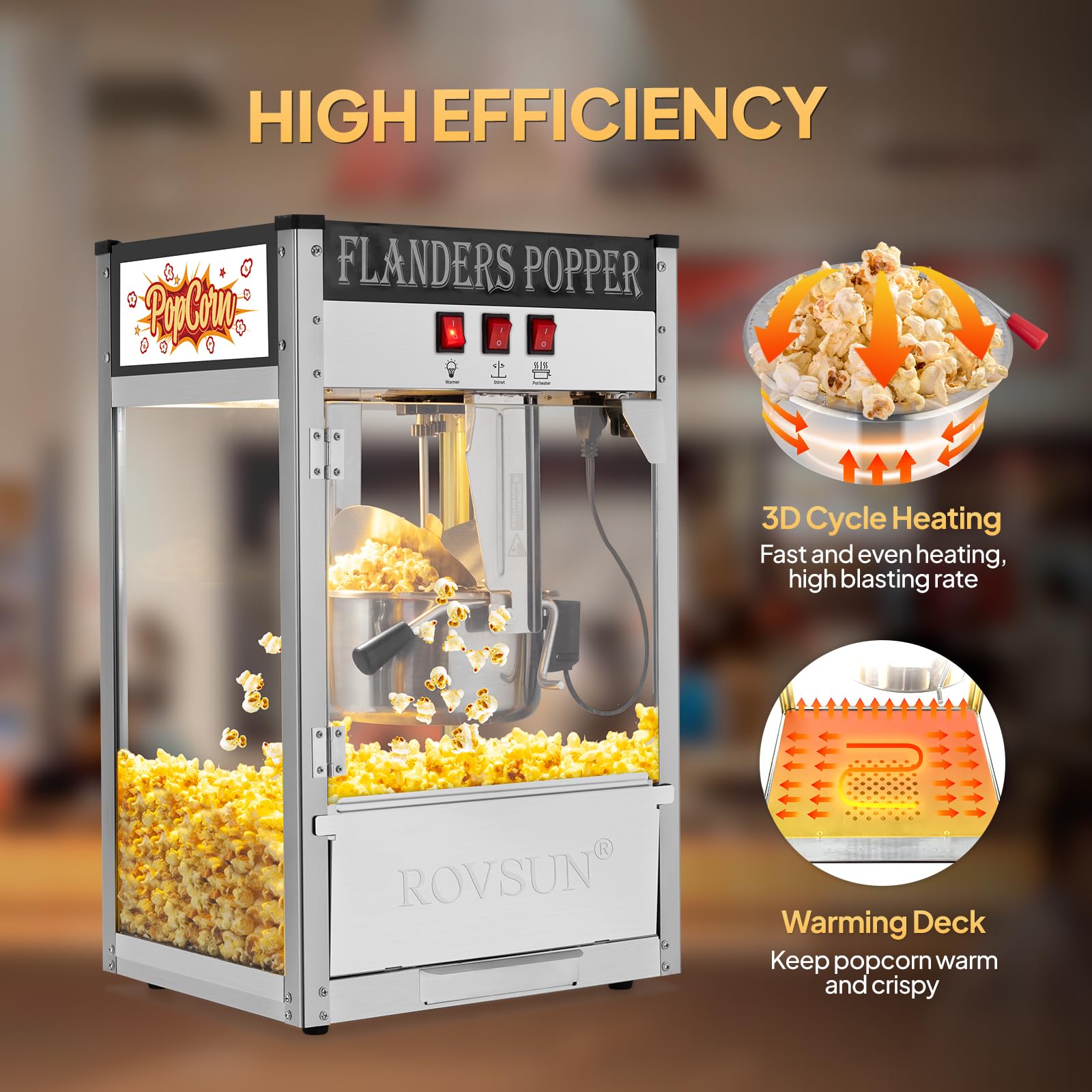 ROVSUN 10 oz. Kettle 800W 120V Popcorn Machine Maker Countertop Black