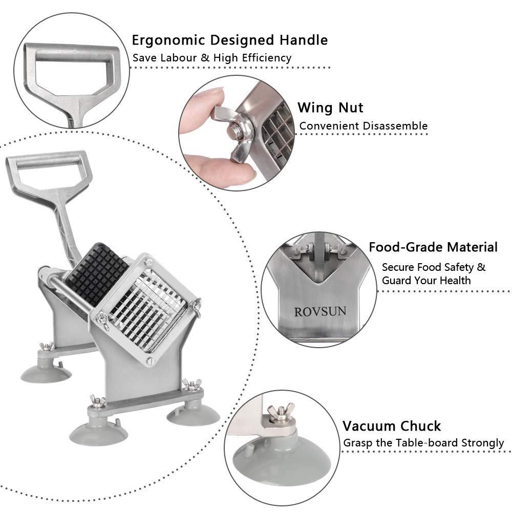 ROVSUN Commercial French Fry Cutter with 4 Sizes Blades