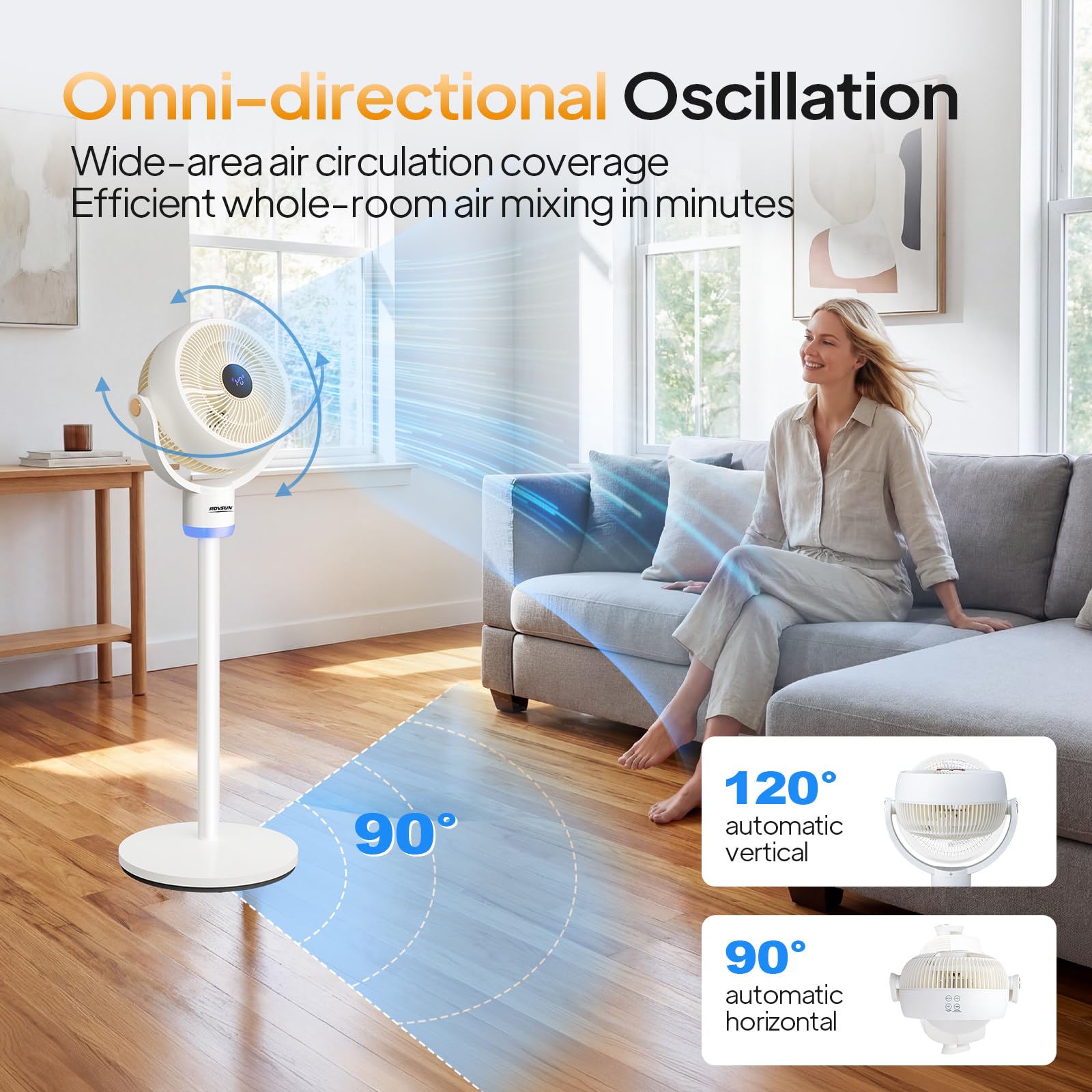 ROVSUN 40" 40W 110V Industrial Pedestal Fan White