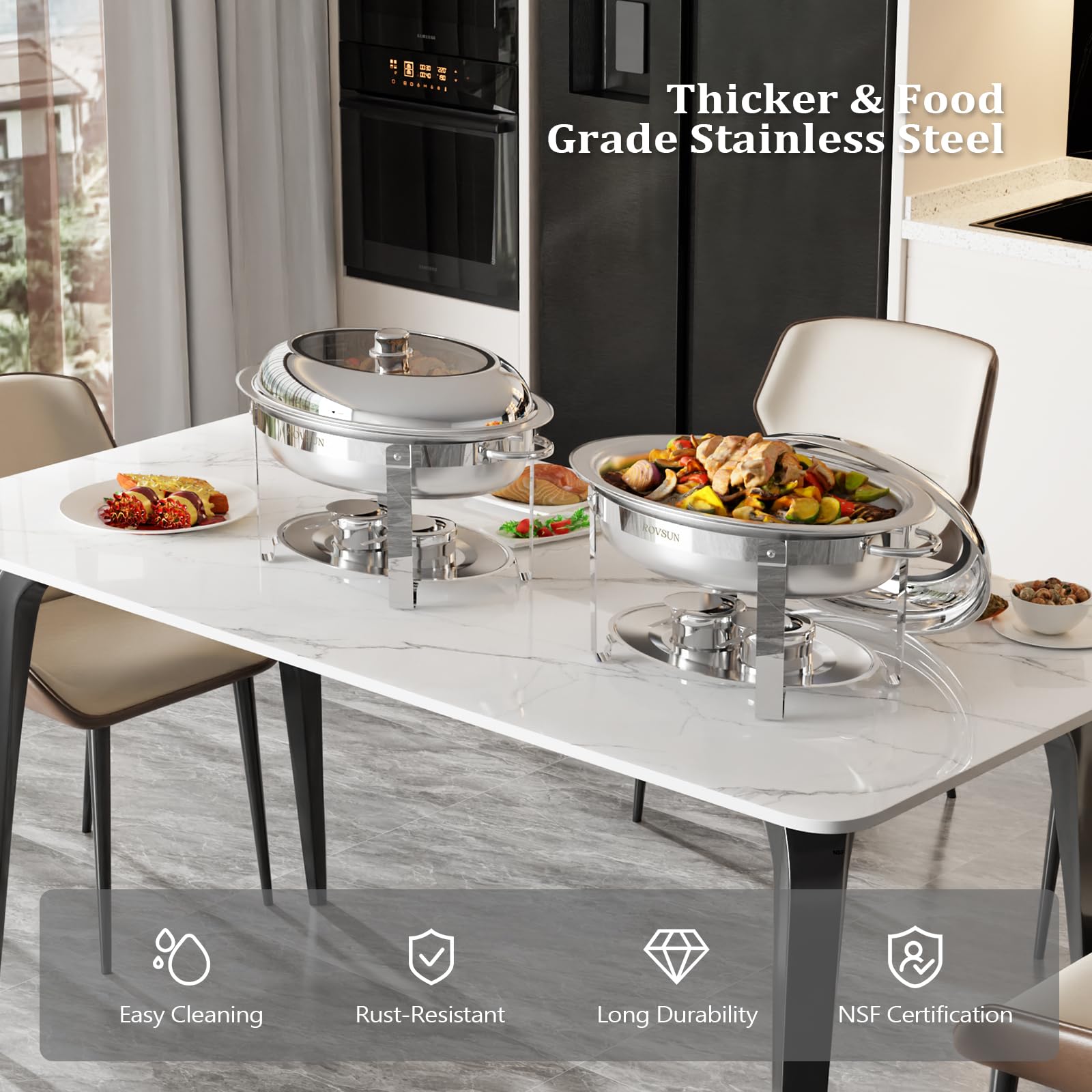 ROVSUN 6 QT Oval Chafing Dish Set with Visible Window