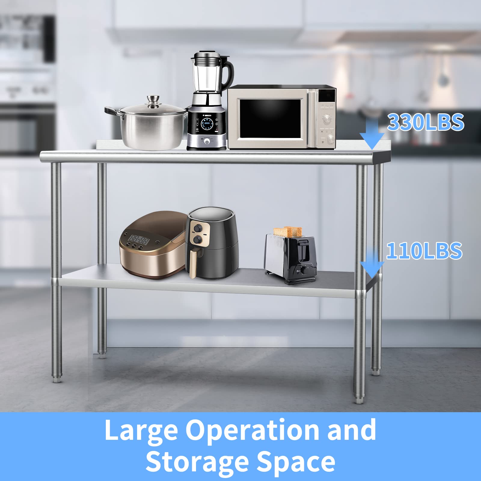 ROVSUN 60" x 24" Stainless Steel Table with Backsplash