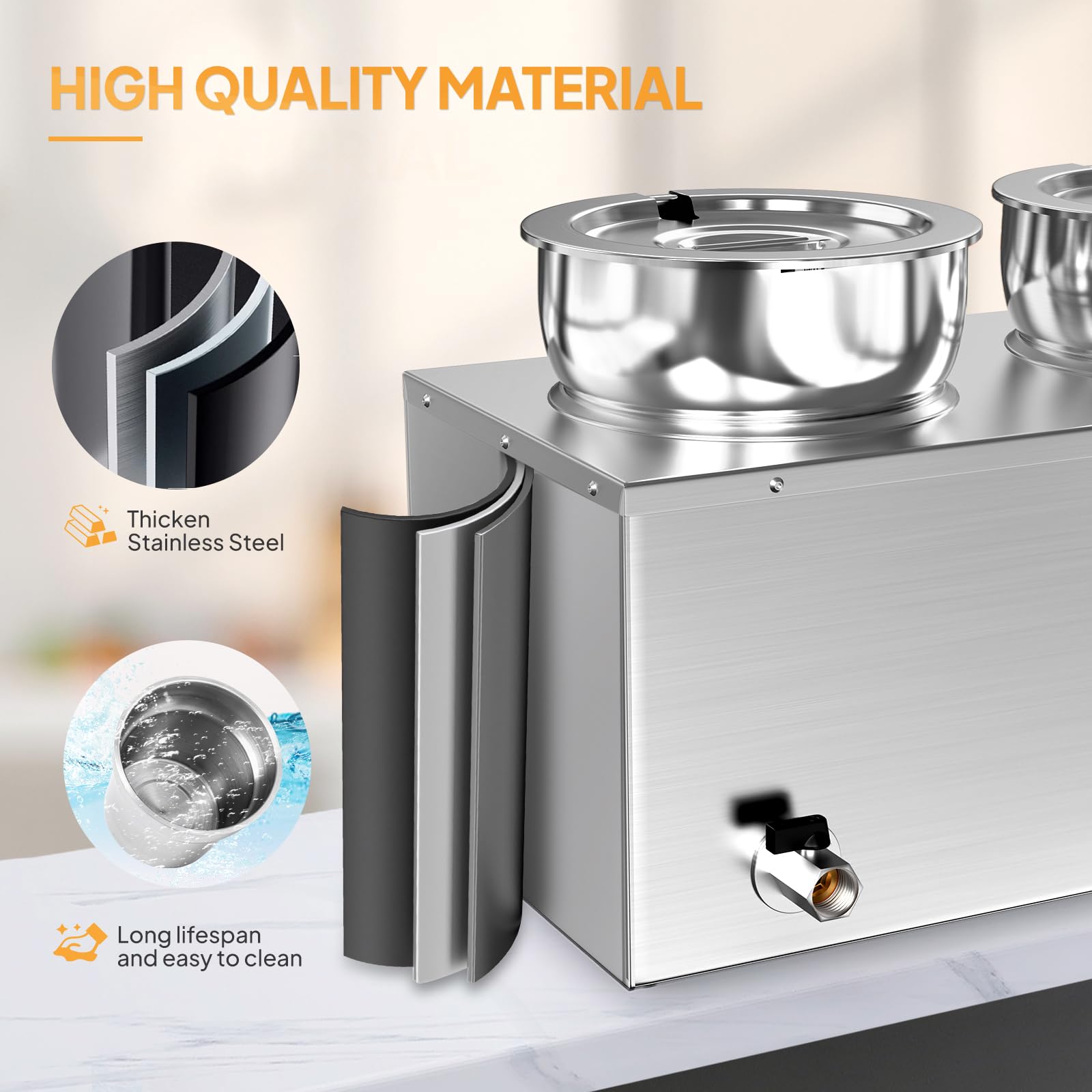 ROVSUN 22 QT 1,200W 110V Electric Soup Warmer Steam Table Countertop