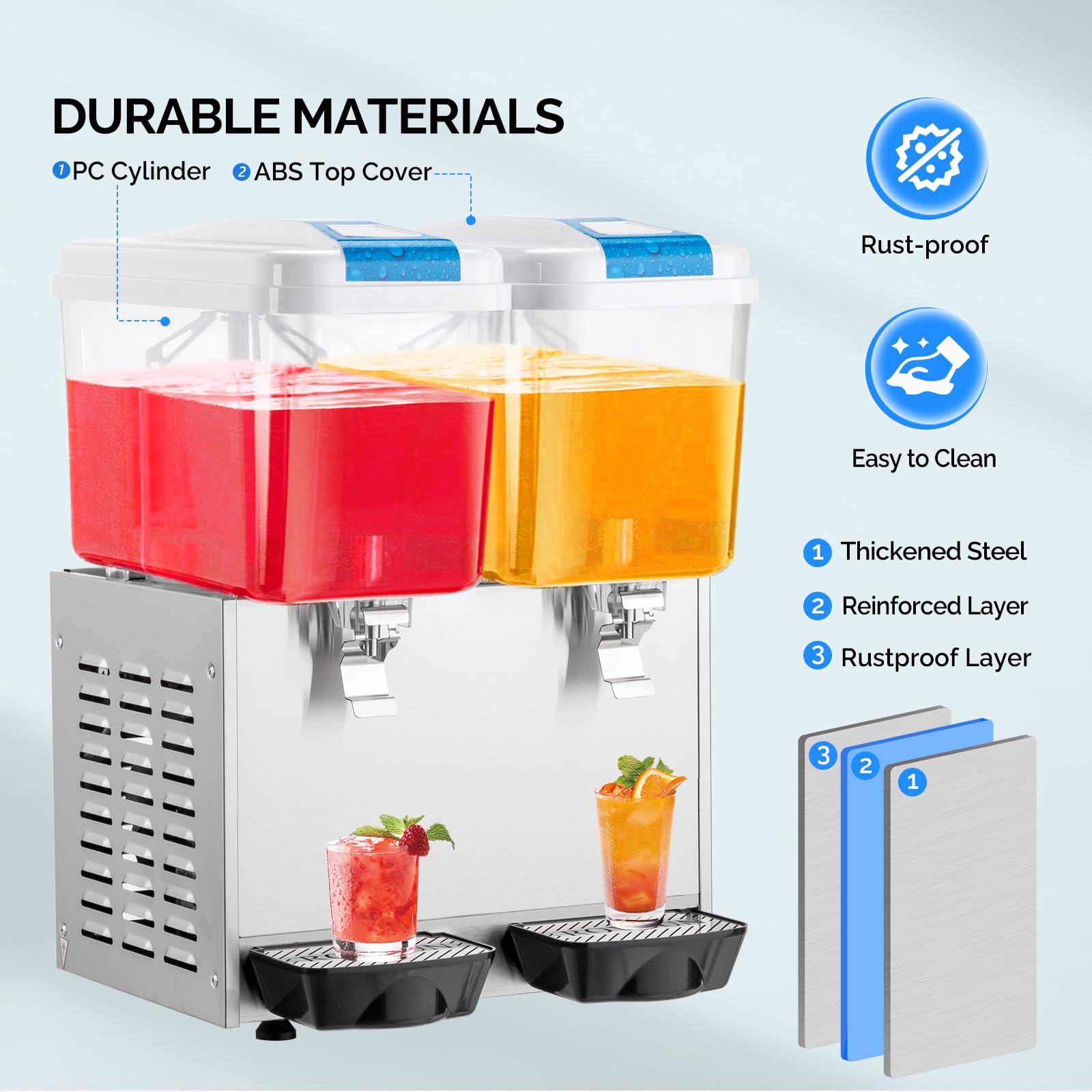 ROVSUN 9.6 Gallon 270W 110V 2 Tank Refrigerated Beverage Dispenser for Juice & Cold Drink