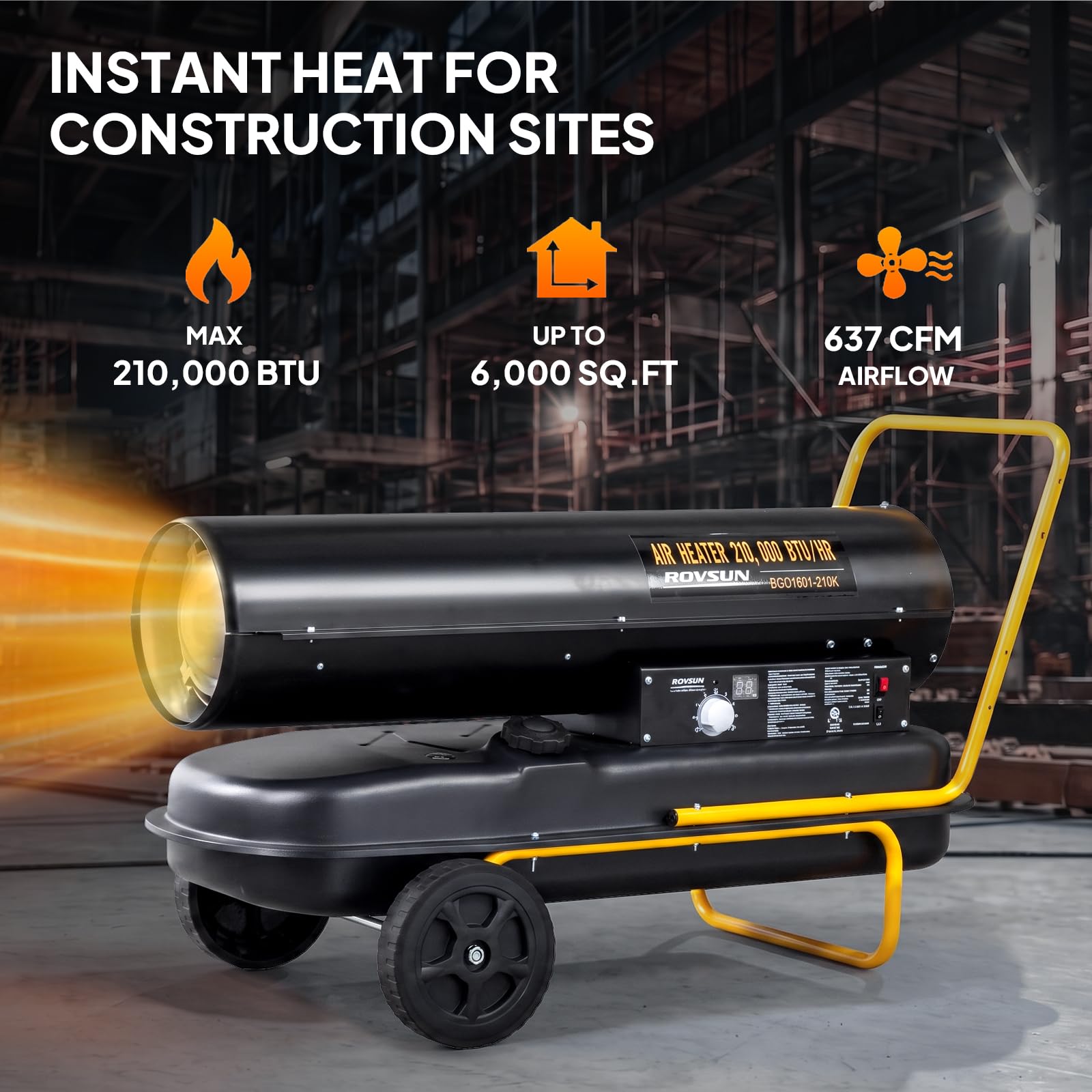 ROVSUN 210000 BTU Kerosene Forced Air Heater Portable Torpedo Diesel Space Heater