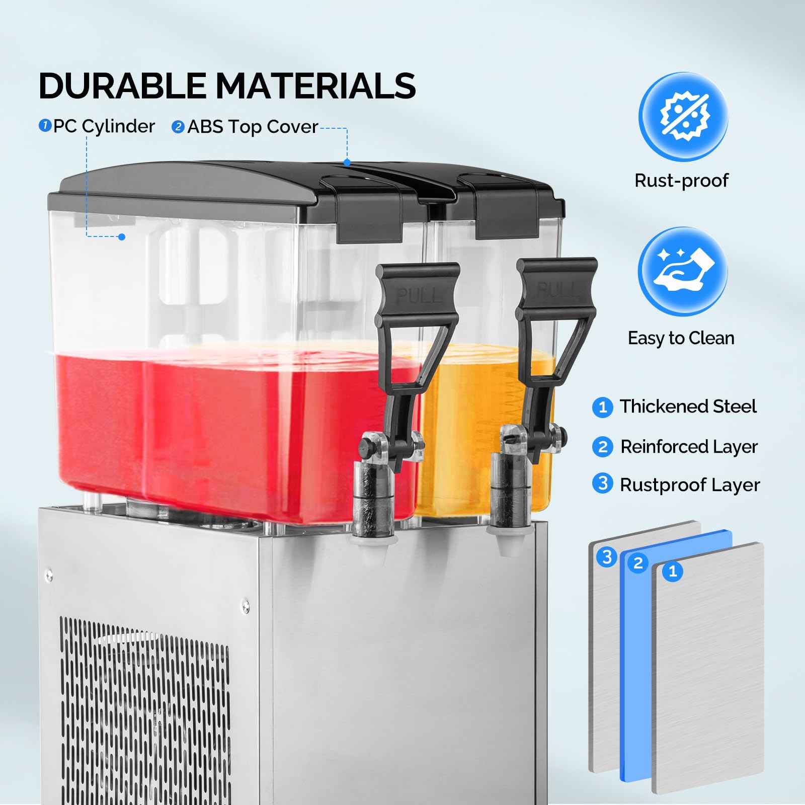 ROVSUN 5.2 Gallon 200W 110V 2 Tank Refrigerated Beverage Dispenser for Juice & Cold Drink