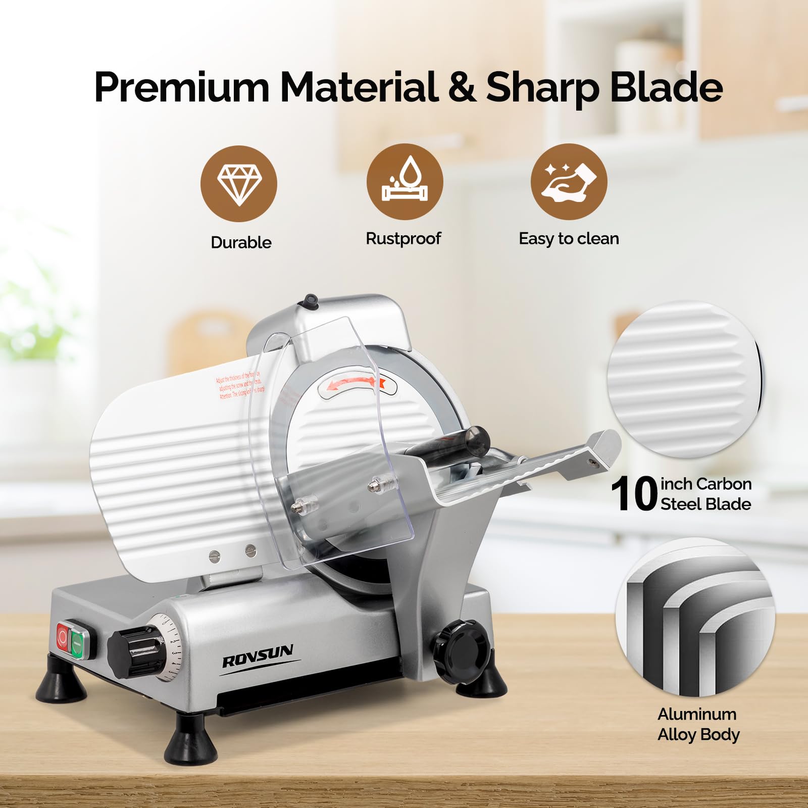 ROVSUN 240W 110V Manual Commercial Meat Slicer with 10" Blade