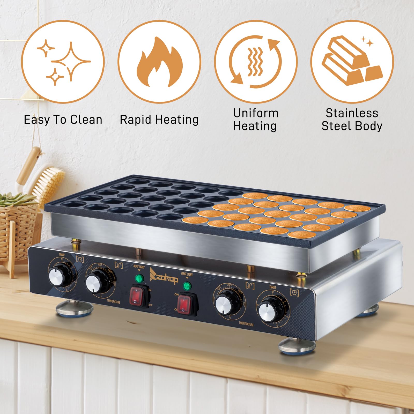 50 Grids 1800W 110V Electric Non-Stick Belgian Waffle Maker