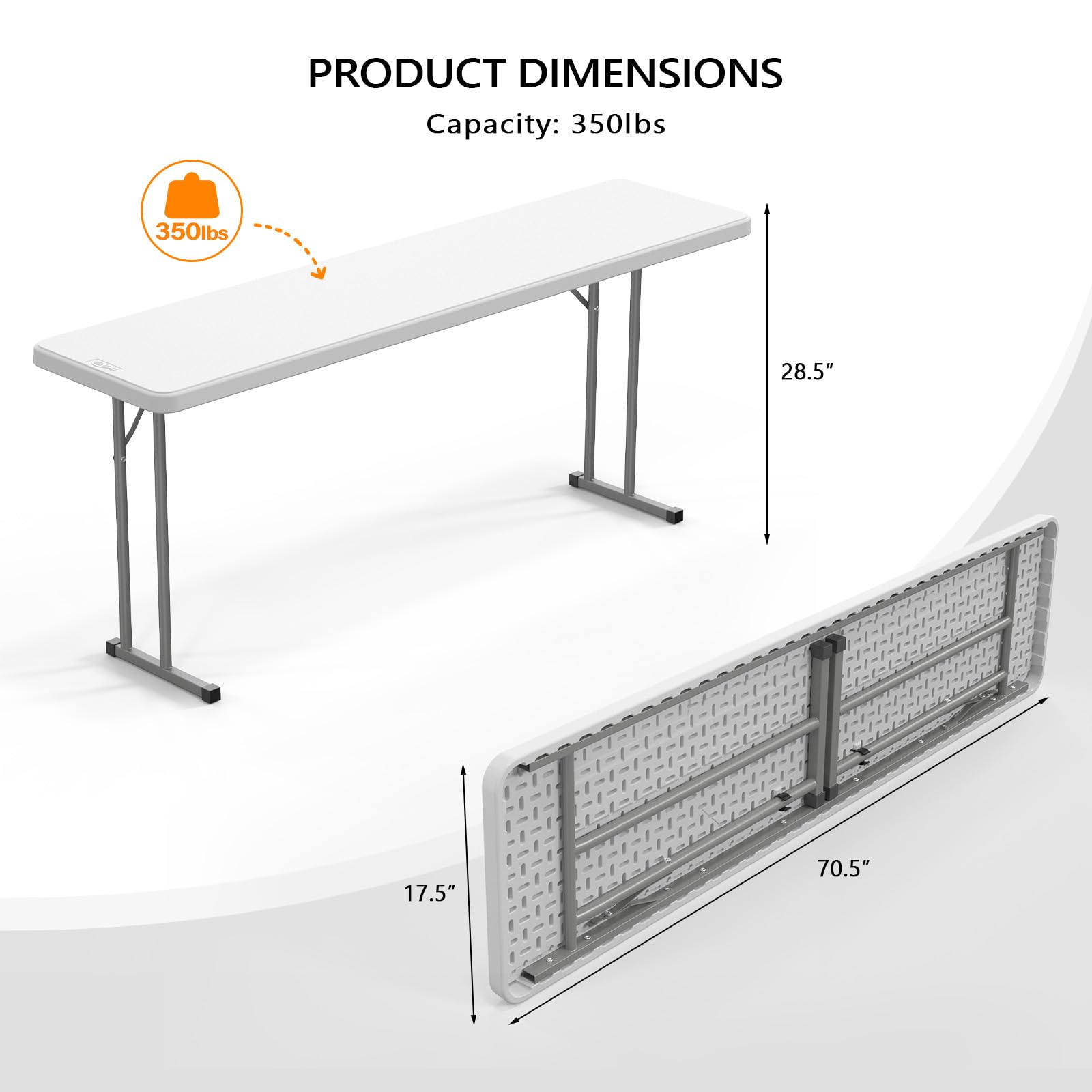 6 FT Narrow Folding Portable Plastic Long Table