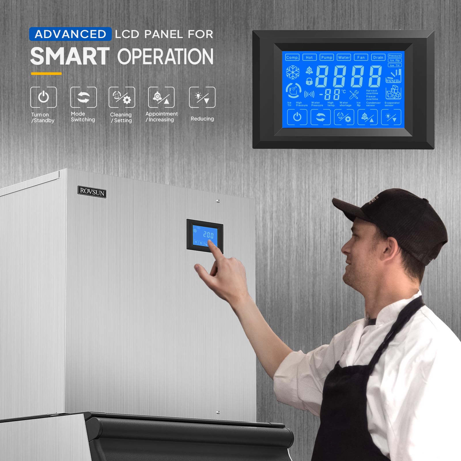 ROVSUN 22" 550 lb. 700W 115V Air Cooled Ice Machine Maker Freestanding
