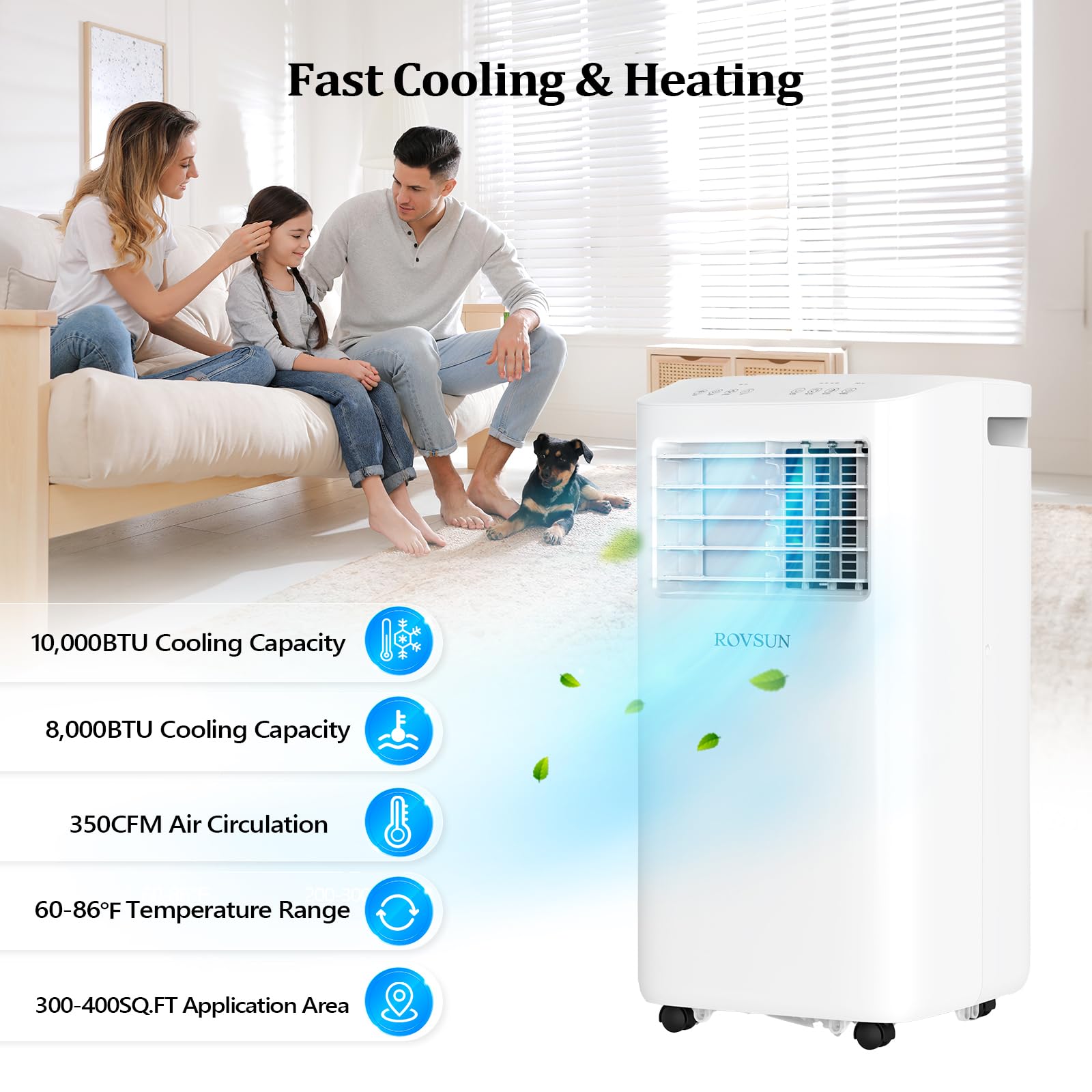 ROVSUN 10,000 BTU 115V Portable Air Conditioner with Heat & WiFi/APP & Install Kit
