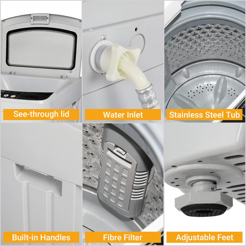 ROVSUN 13 LBS Compact Portable FullAutomatic Washing Machine