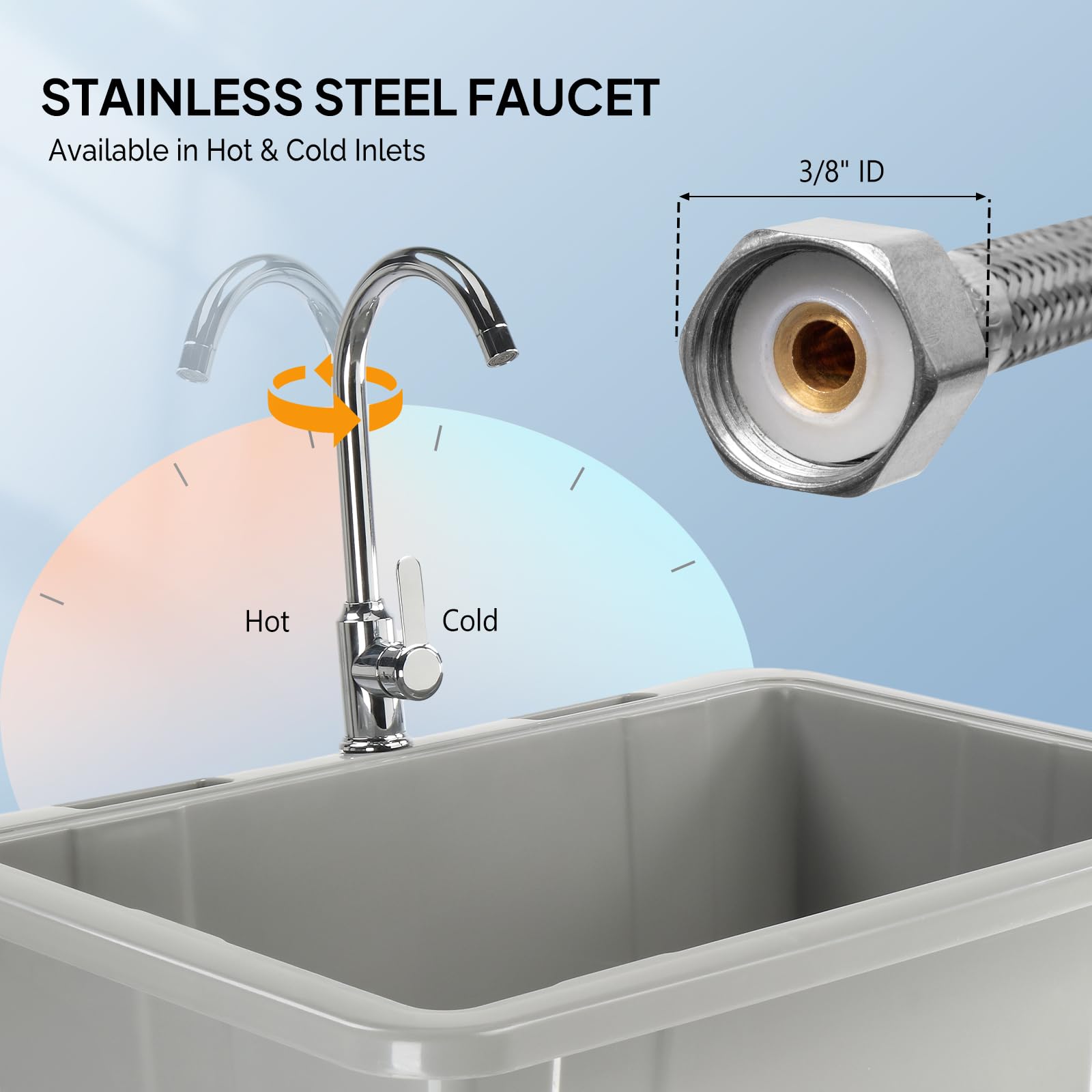 ROVSUN 32" x 22" Utility Sink Laundry Tub with Hot & Cold Faucet Gray