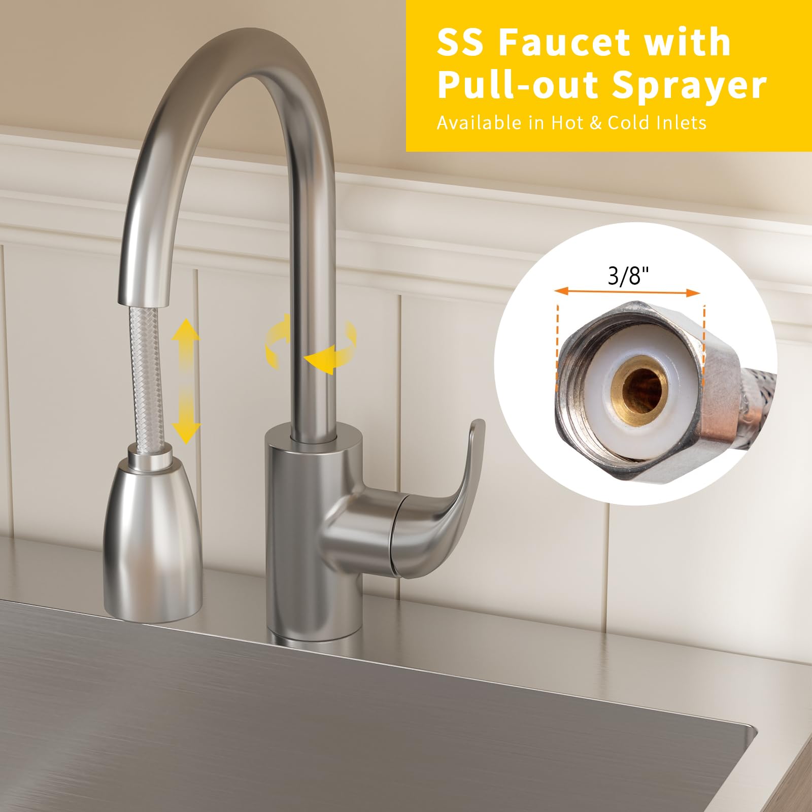 ROVSUN 24" x 20" Utility Sink with Cabinet for Kitchen Laundry Room White
