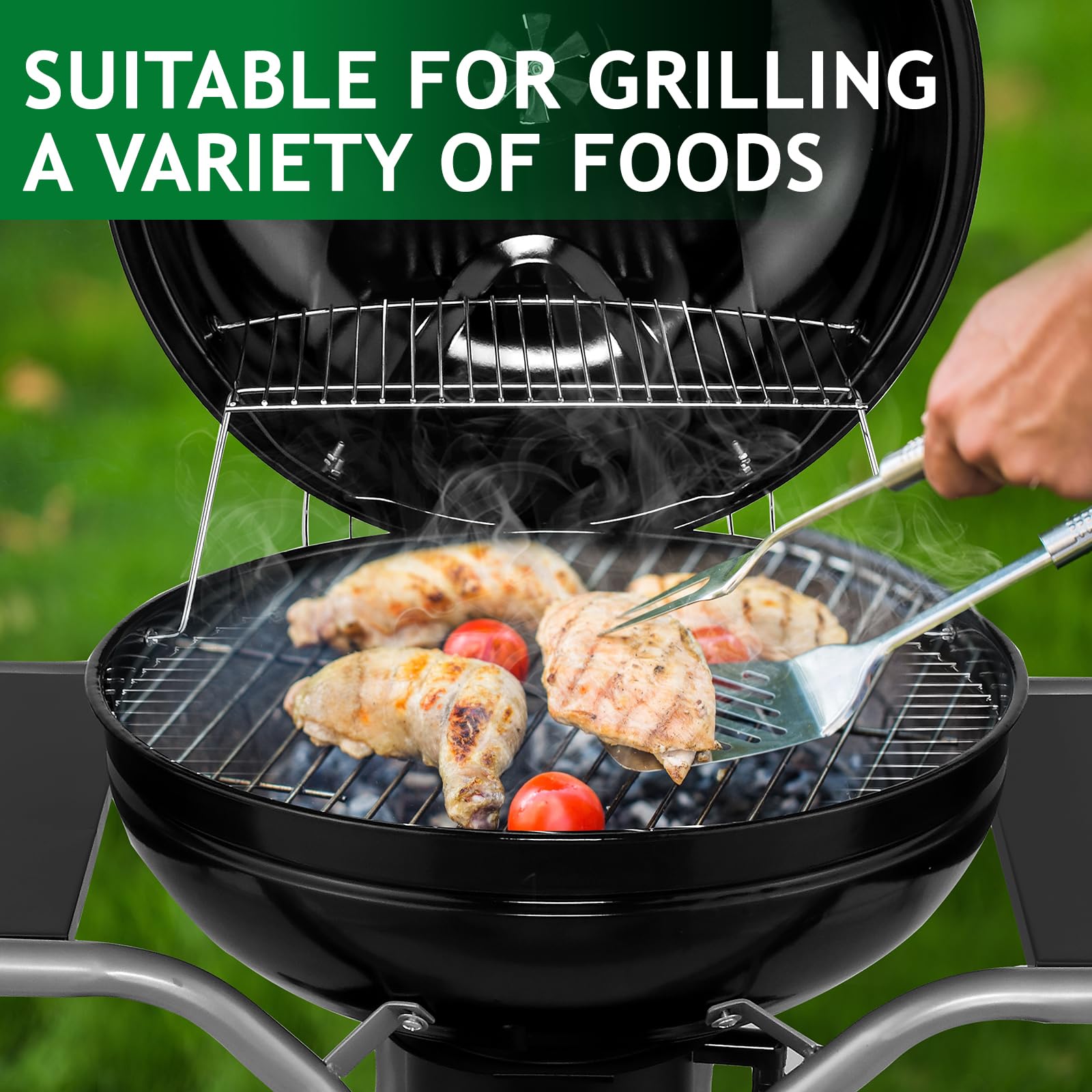 22.5" Kettle Charcoal Grill with Side Table & Ash Catcher