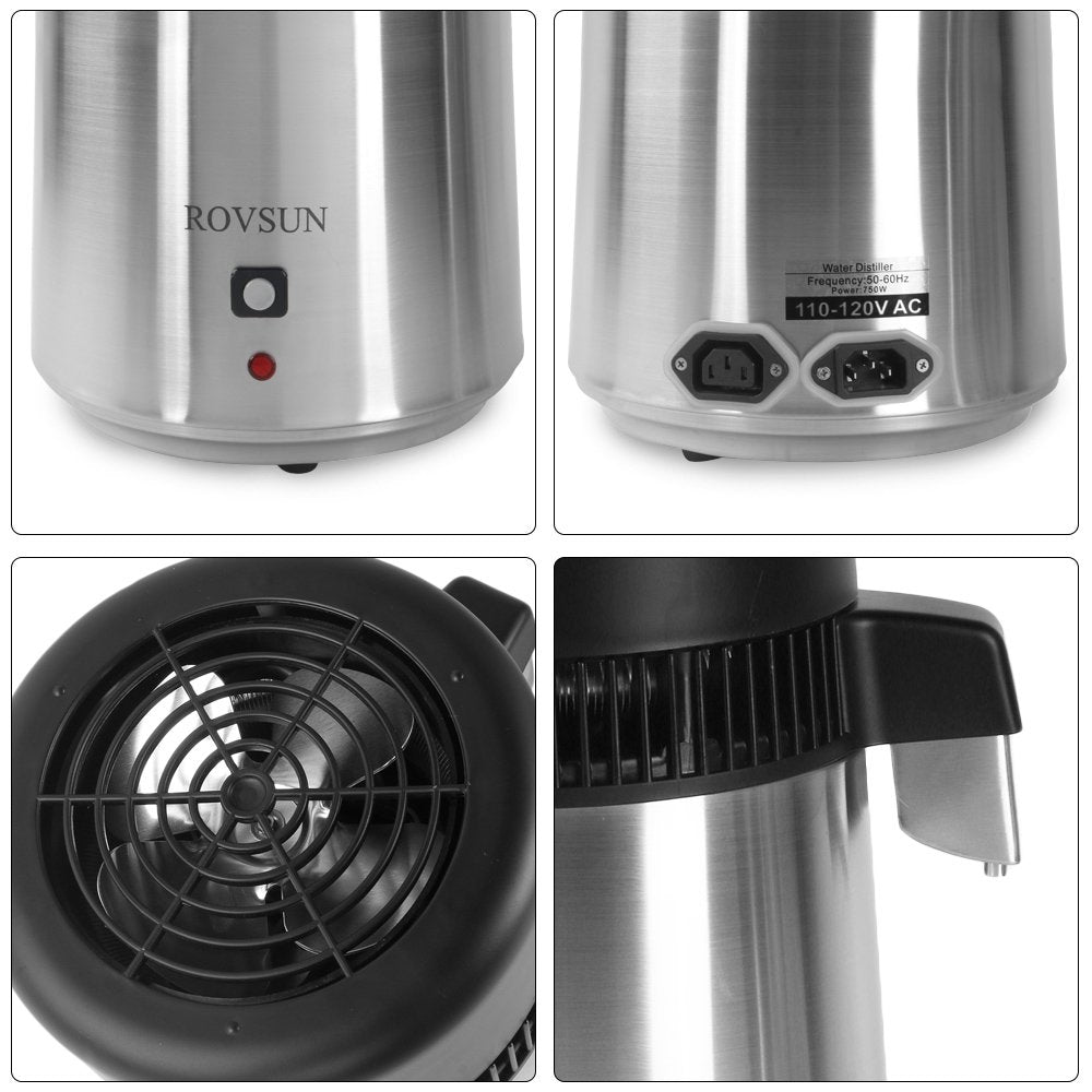 ROVSUN 1.1 Gal 750W 110V Water Distiller Countertop Silver