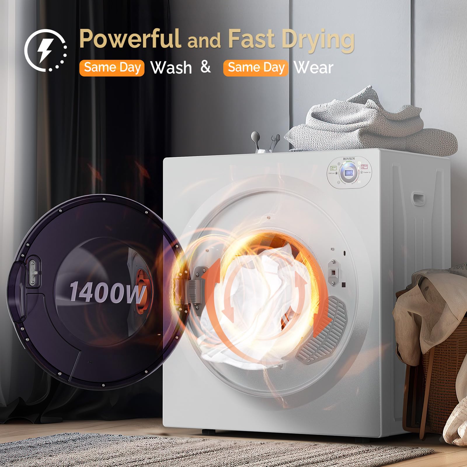 ROVSUN 25 LBS Full Automatic Washing Machine and 2.6 Cu.Ft Portable Clothes Dryer Set