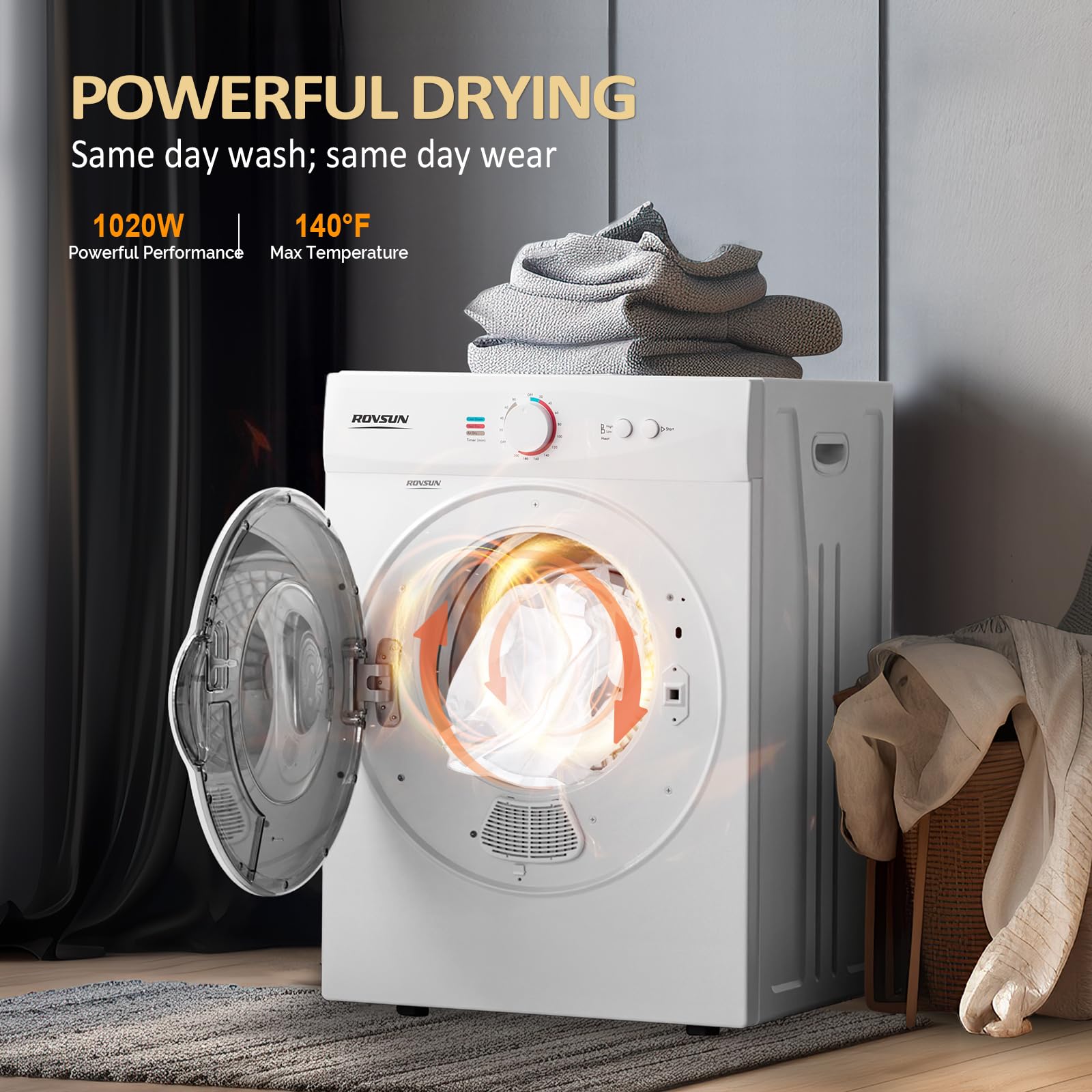 ROVSUN 25 LBS Full Automatic Washing Machine and 1.8 Cu.Ft Portable Clothes Dryer Set