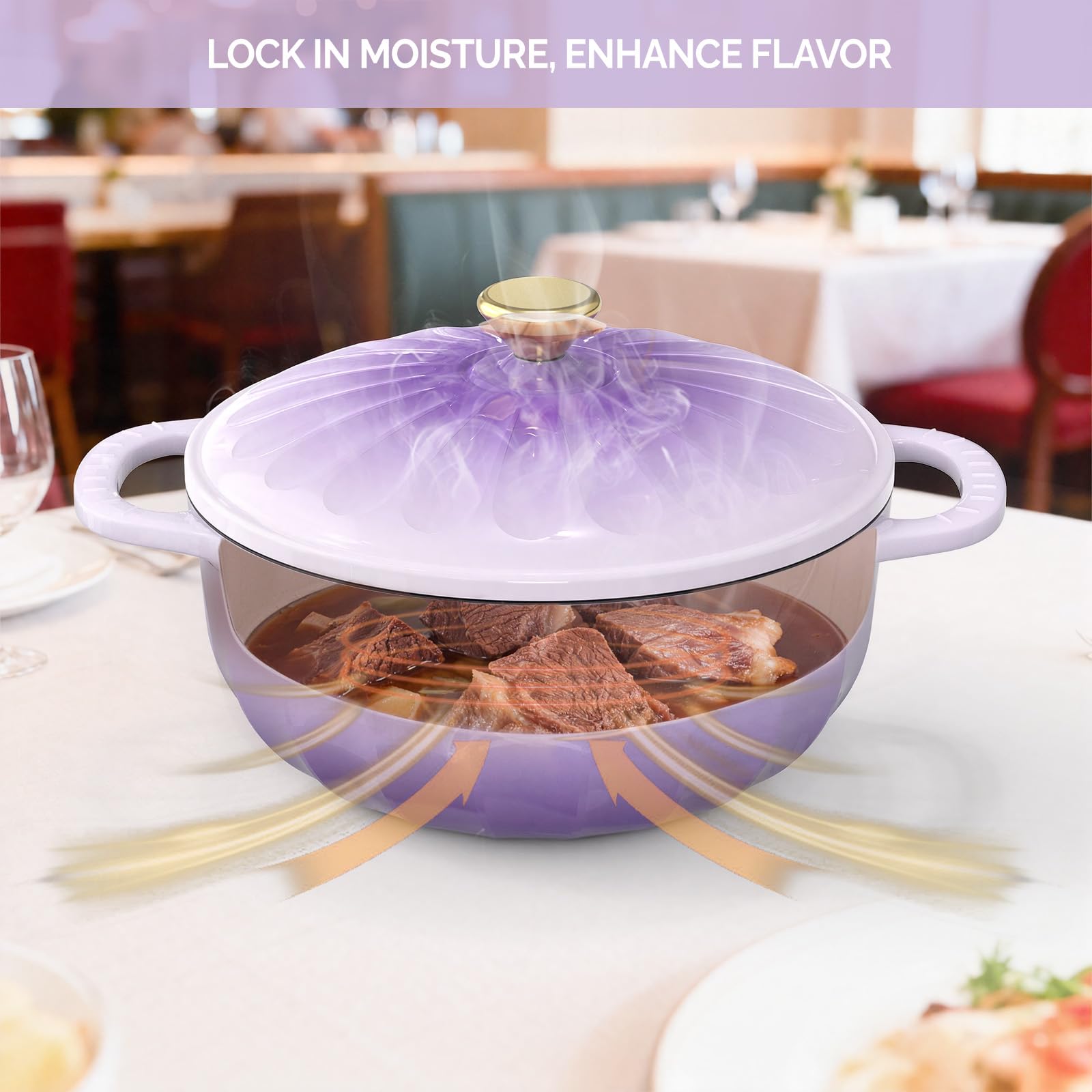 ROVSUN 5 QT Enameled Cast Iron Round Dutch Oven Purple Gradient