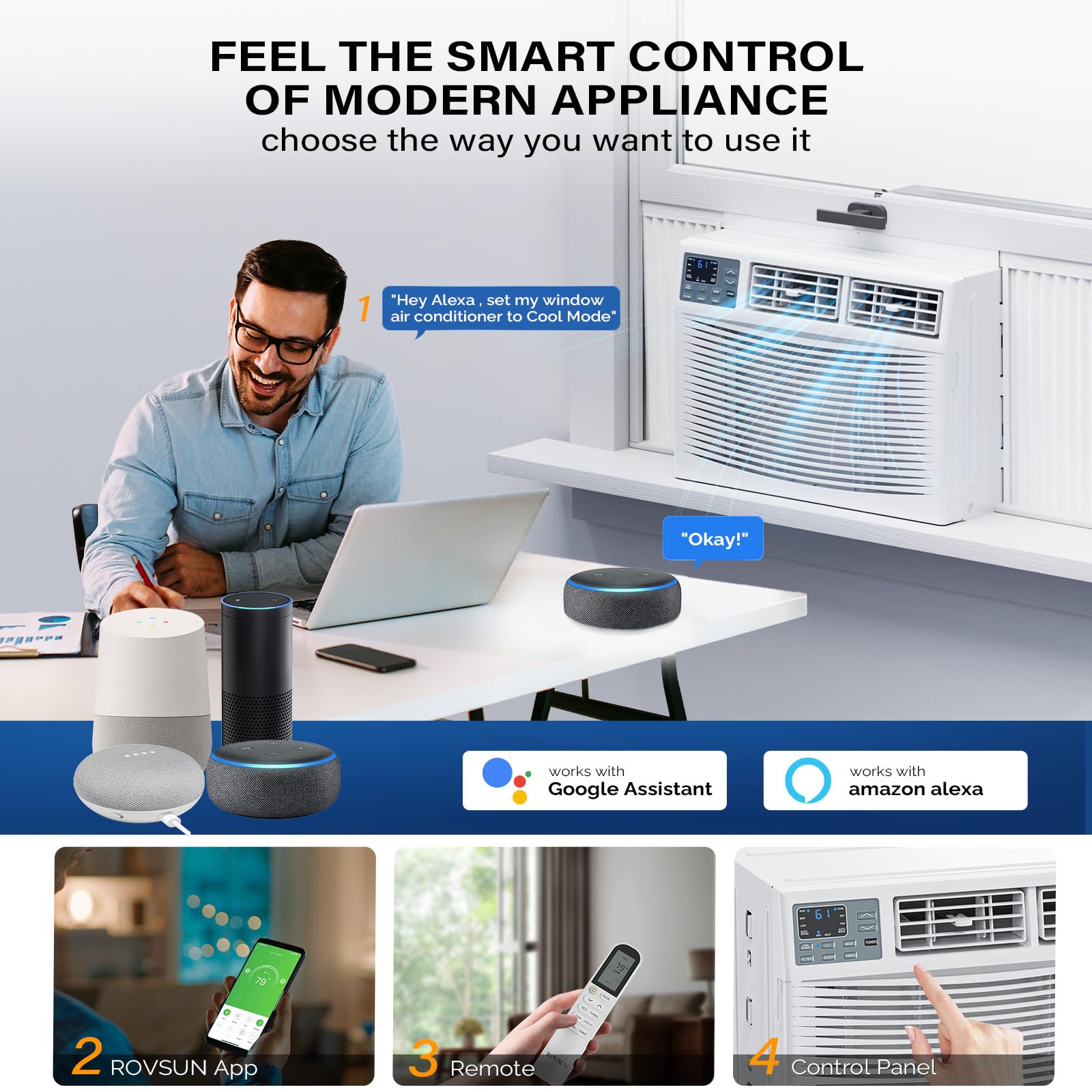 ROVSUN 8,000 BTU 115V Window Air Conditioner with Heat & Wifi/APP & Install Kit