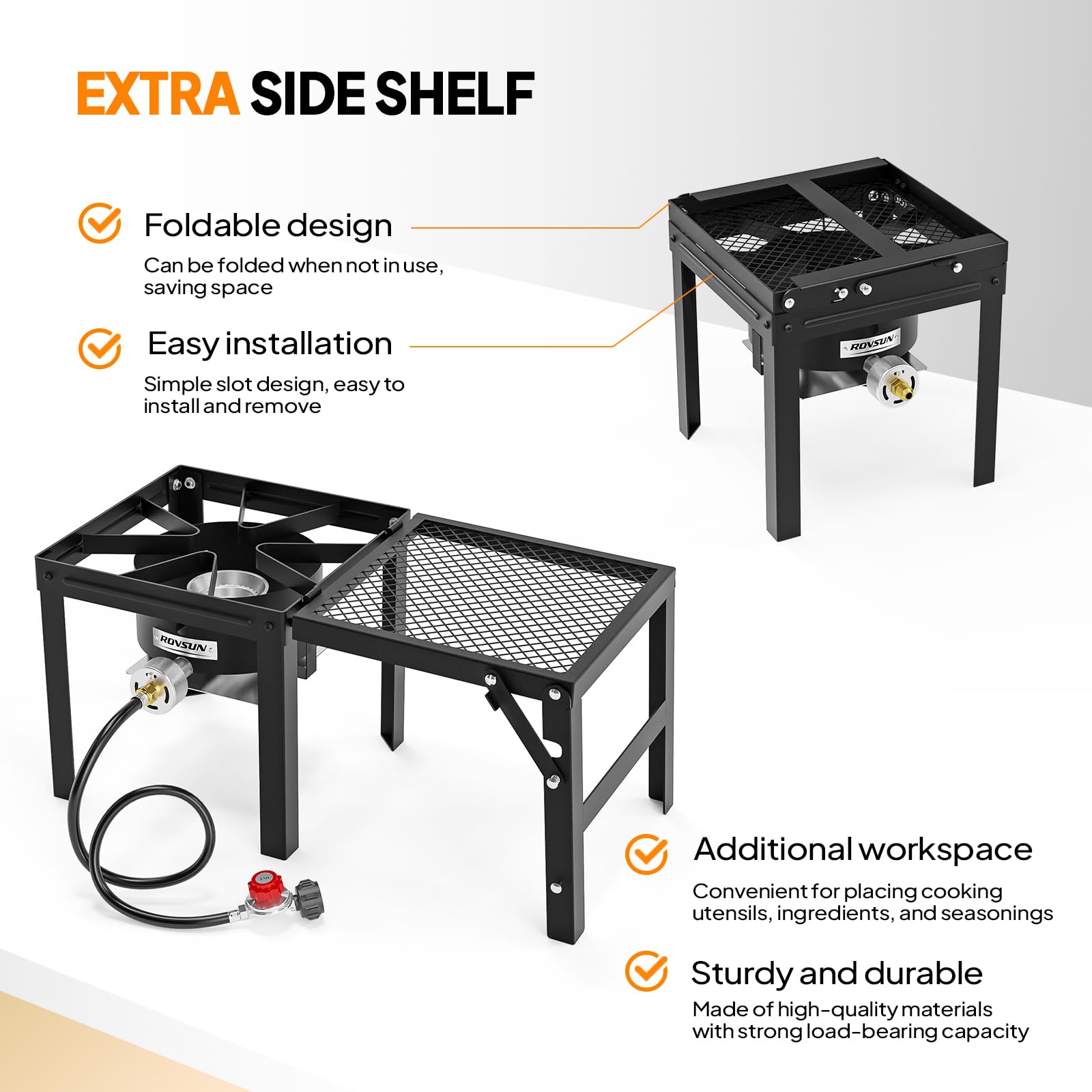 ROVSUN Single Burner 100,000 BTU Outdoor Gas Propane Stove with Foldable Side Shelf