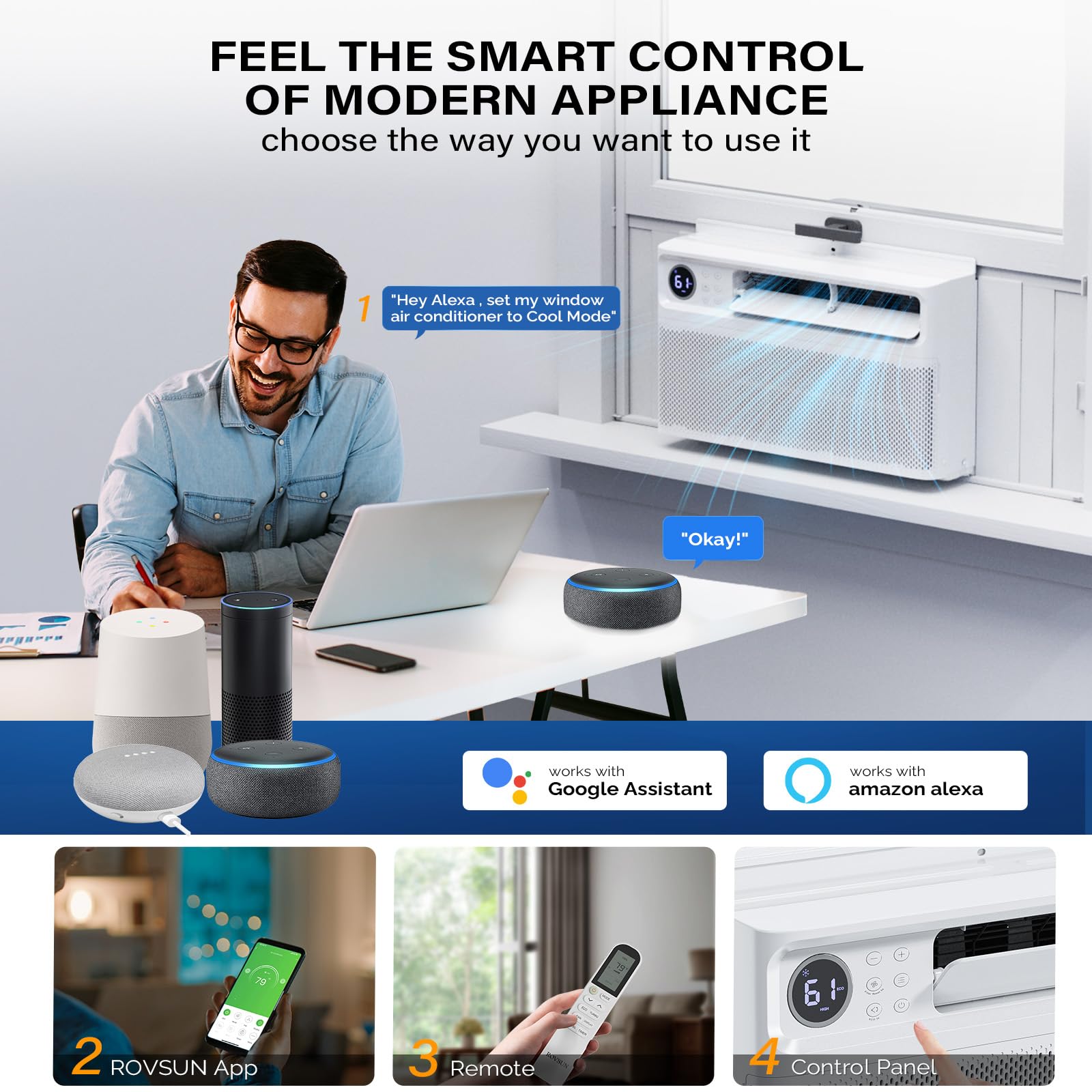 ROVSUN 10,000 BTU 115V Window Air Conditioner with Inverter & Wifi/APP & Install Kit