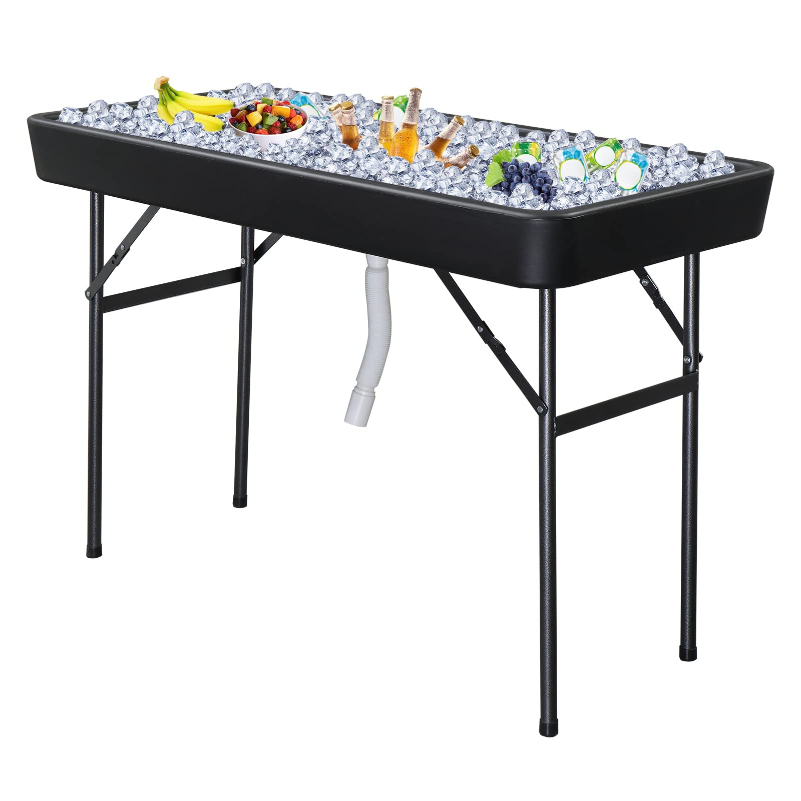 4 FT Party Ice Cooler Folding Table with Matching Skirt Black