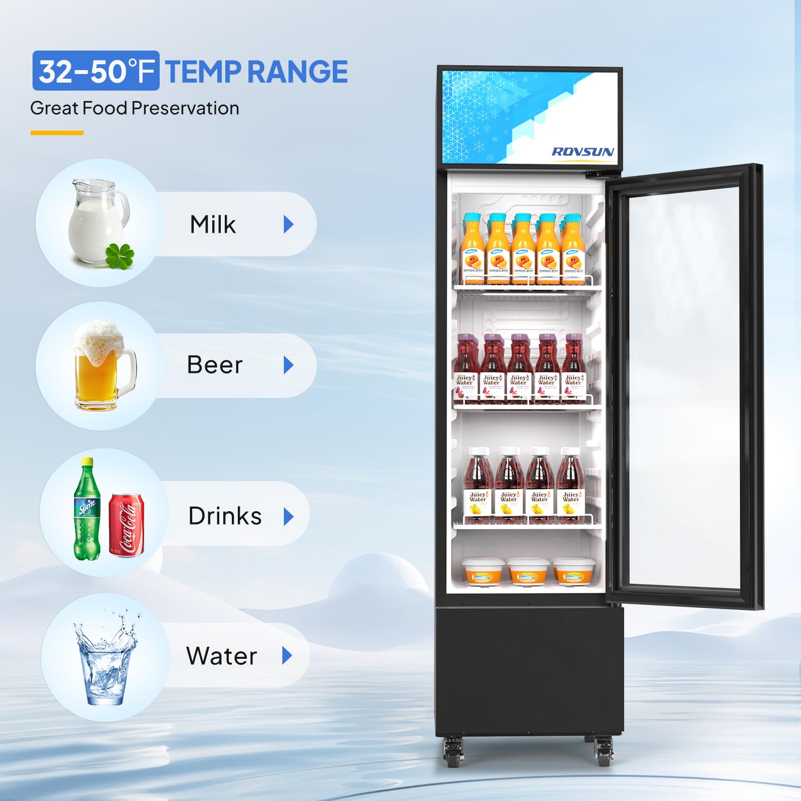 ROVSUN 17" 6 Cu.Ft. 160W 115V Black Beverage Refrigerator