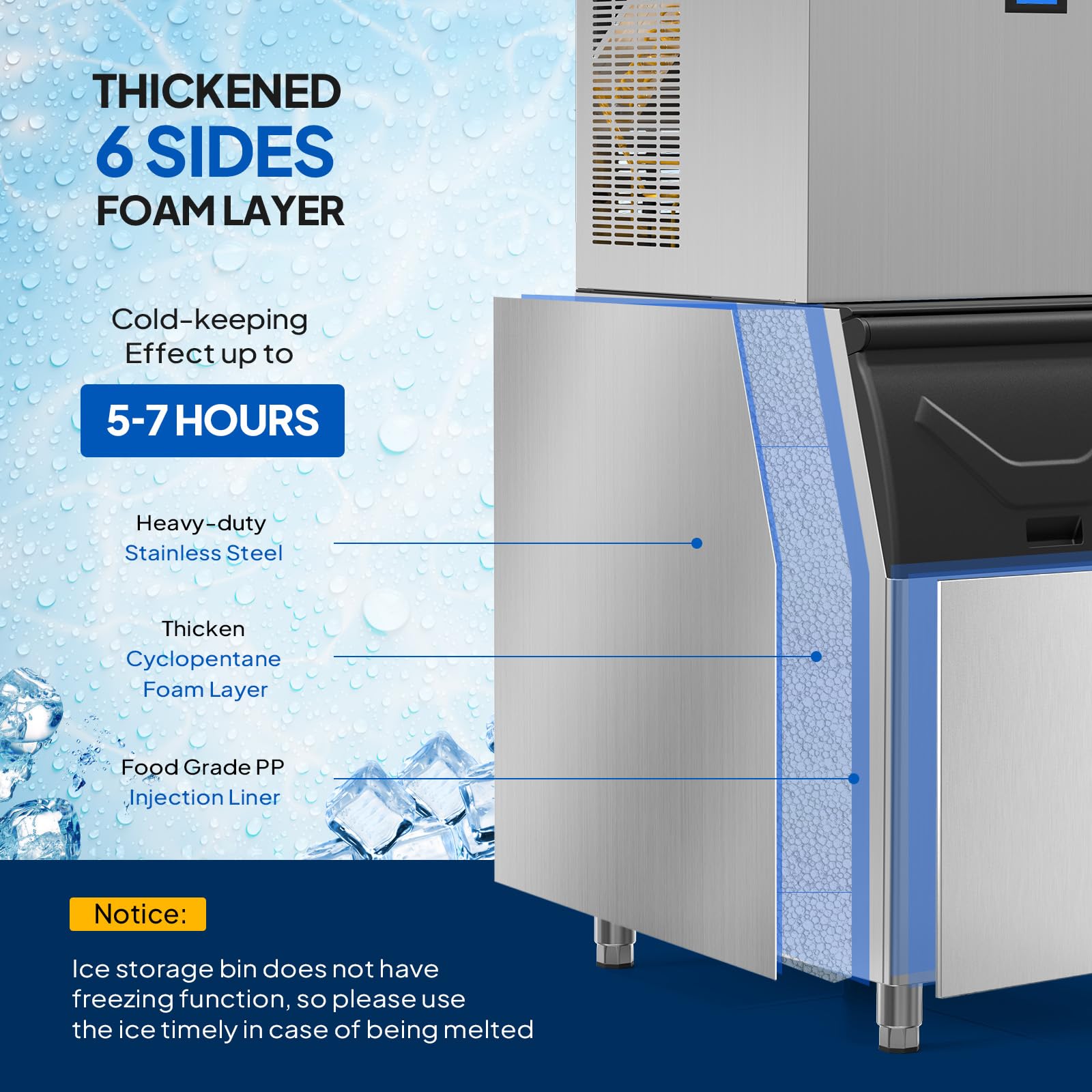 ROVSUN 22" 550 lb. 700W 115V Air Cooled Ice Machine Maker Freestanding