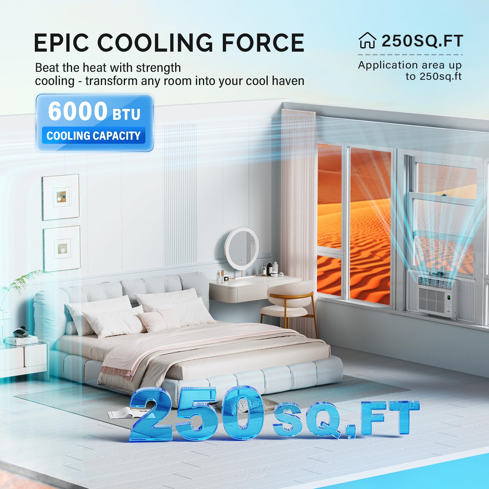 ROVSUN 6000 BTU 115V Window Air Conditioner with Remote & Timer