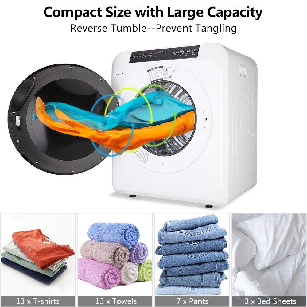ROVSUN 3.5 Cu.Ft. 1,300W 110V Tumble Clothes Dryer with LED Touch Screen White