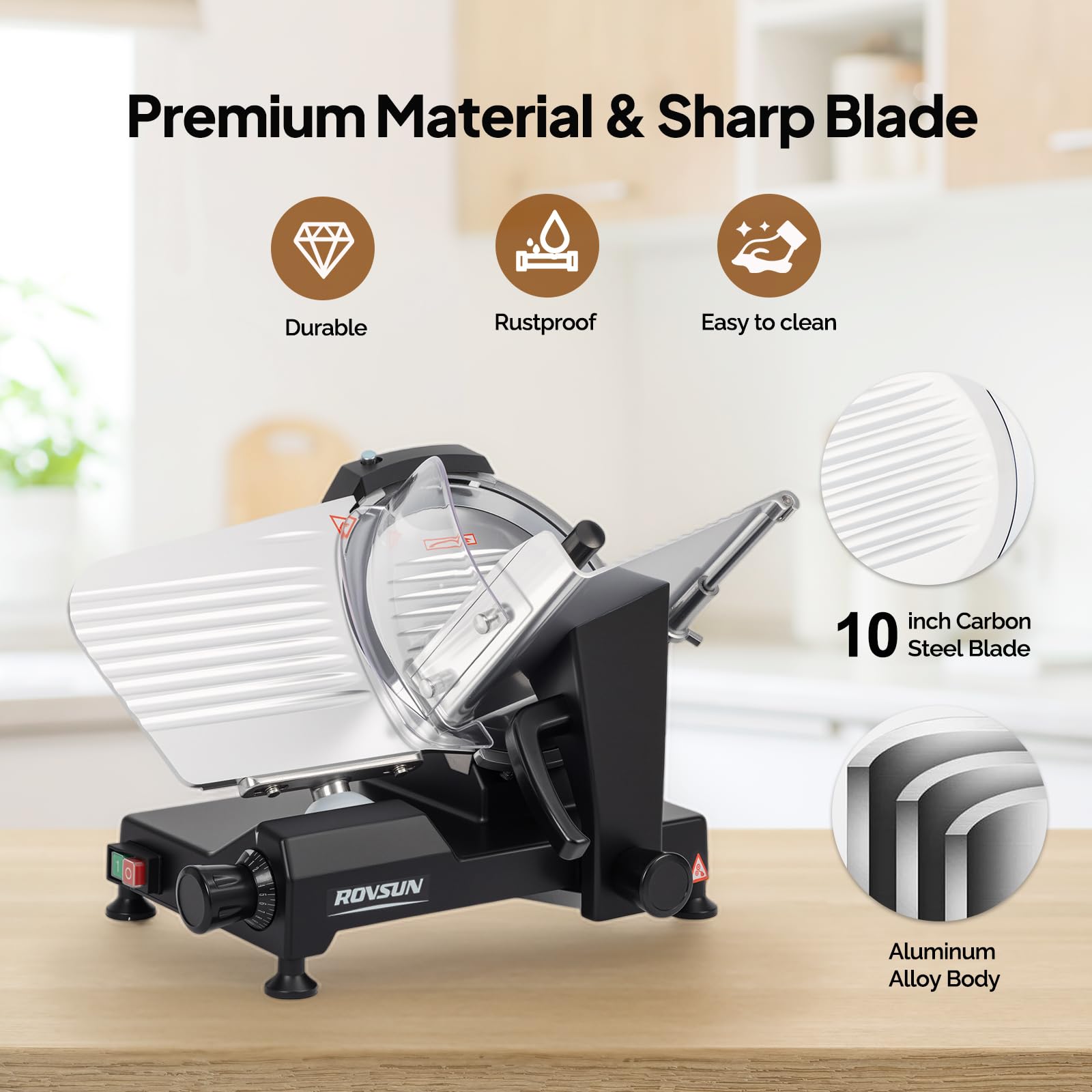 ROVSUN 10" 300W 110V Manual Gravity Feed Meat Slicer Black