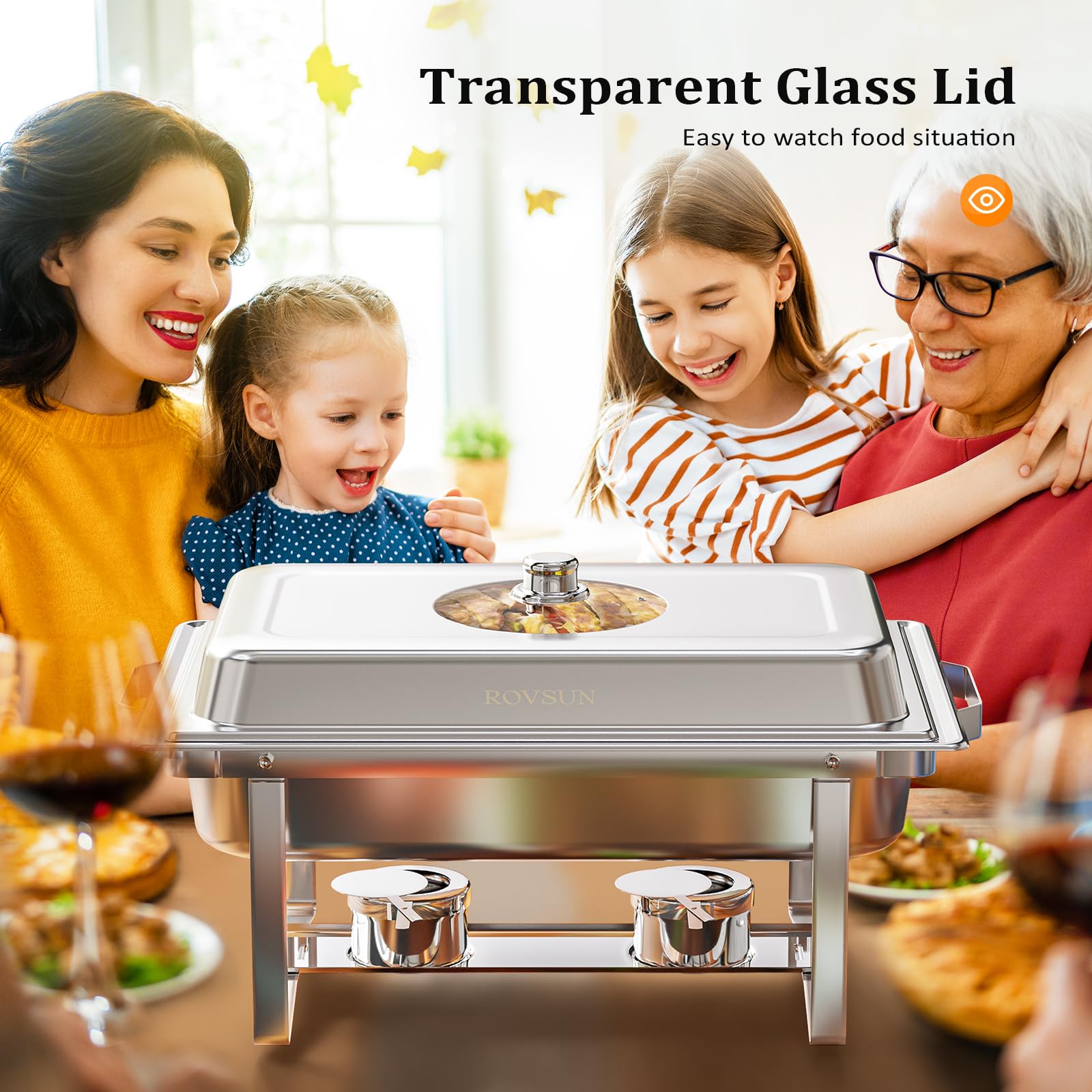 ROVSUN 8 QT Stainless Steel Rectangle Chafing Dish Set