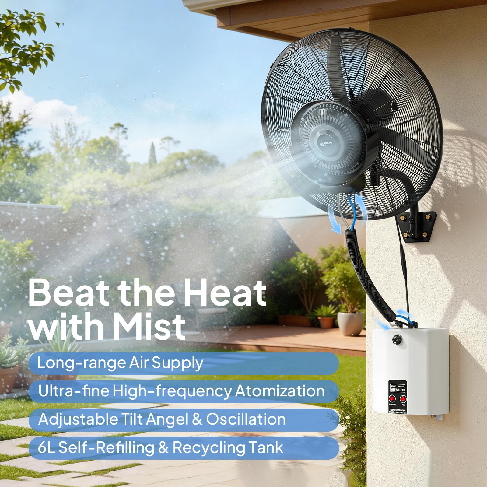 ROVSUN 20" 102W 110V Wall Mount Misting Fan