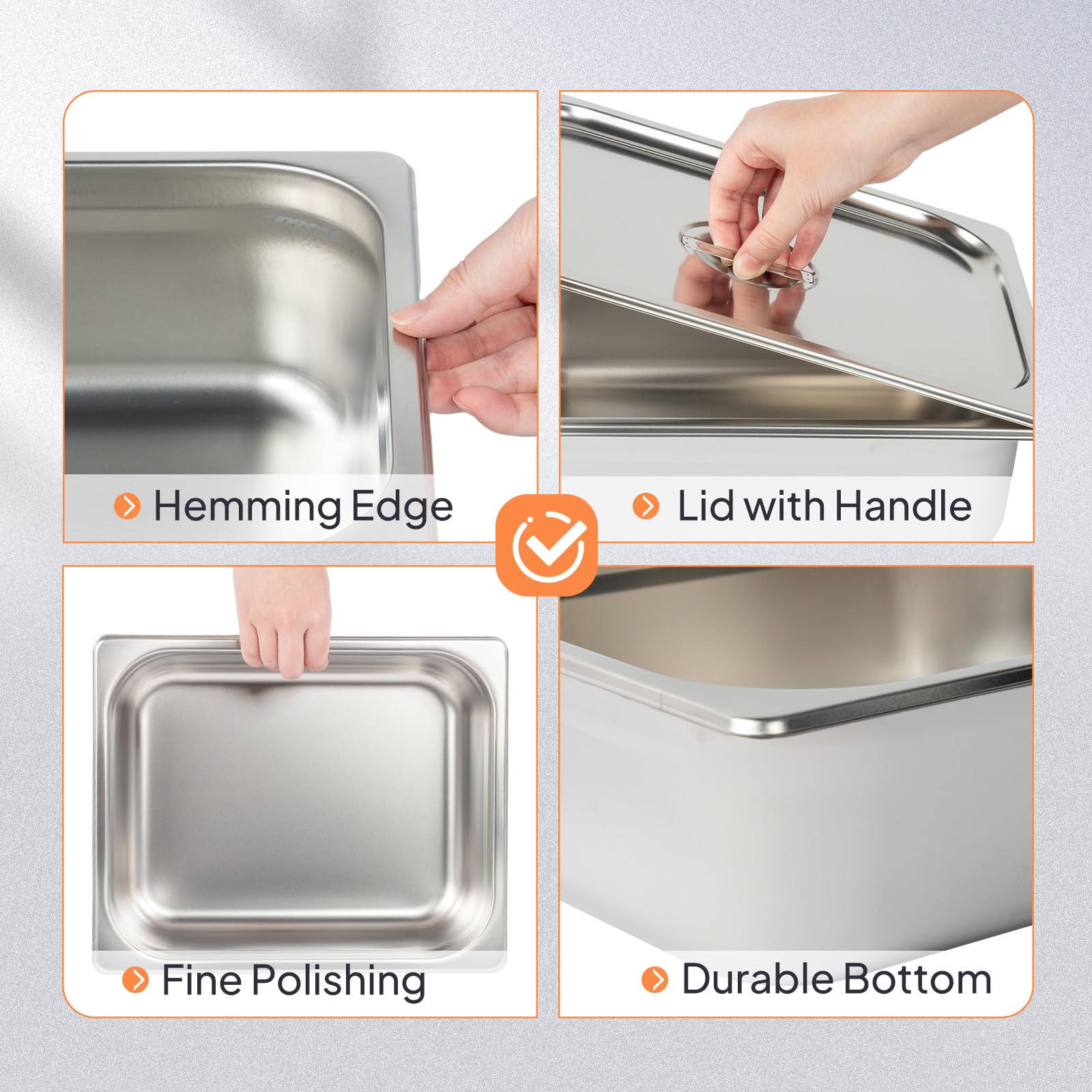 ROVSUN 2-Pack 1/2 Half Size Steam Table Pan with Lid