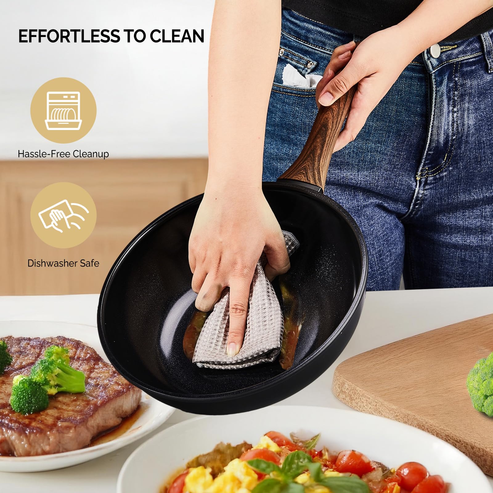 ROVSUN 17 Pcs Nonstick Pots and Pans Set Black