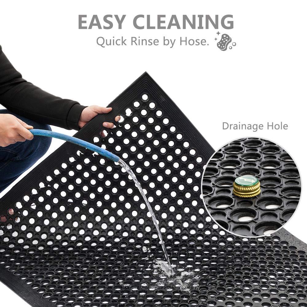 ROVSUN 24'' x 36''(2 x 3 FT) Rubber Floor Mat Anti-Fatigue Non-Slip with Holes