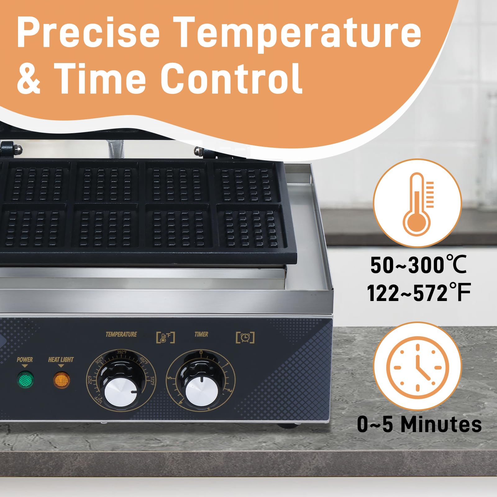 10 Grids 1550W 110V Electric Non-Stick Belgian Waffle Maker