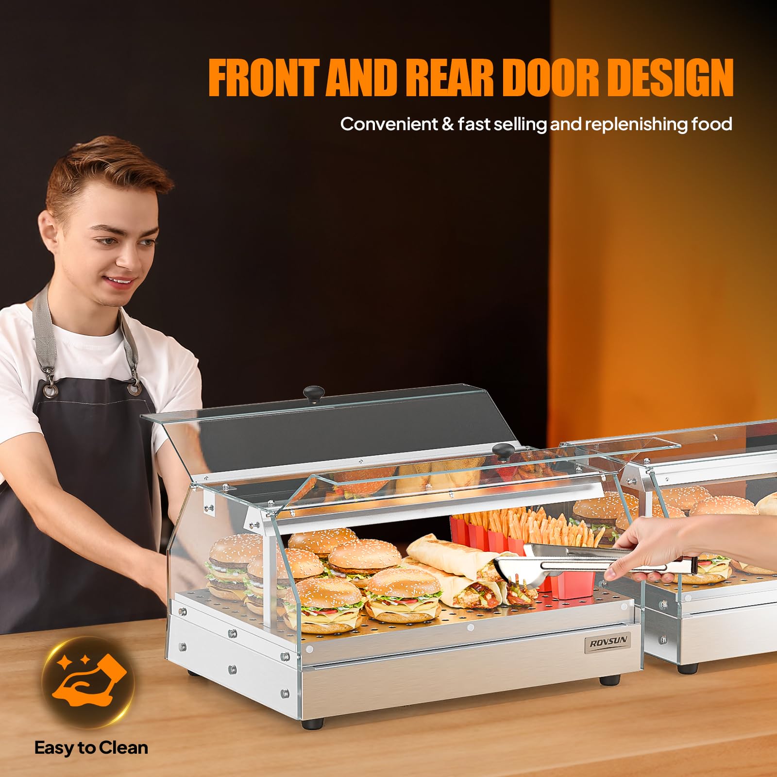 ROVSUN 1-Tier 14 Inch Pizza Warmer Countertop with LED Lighting