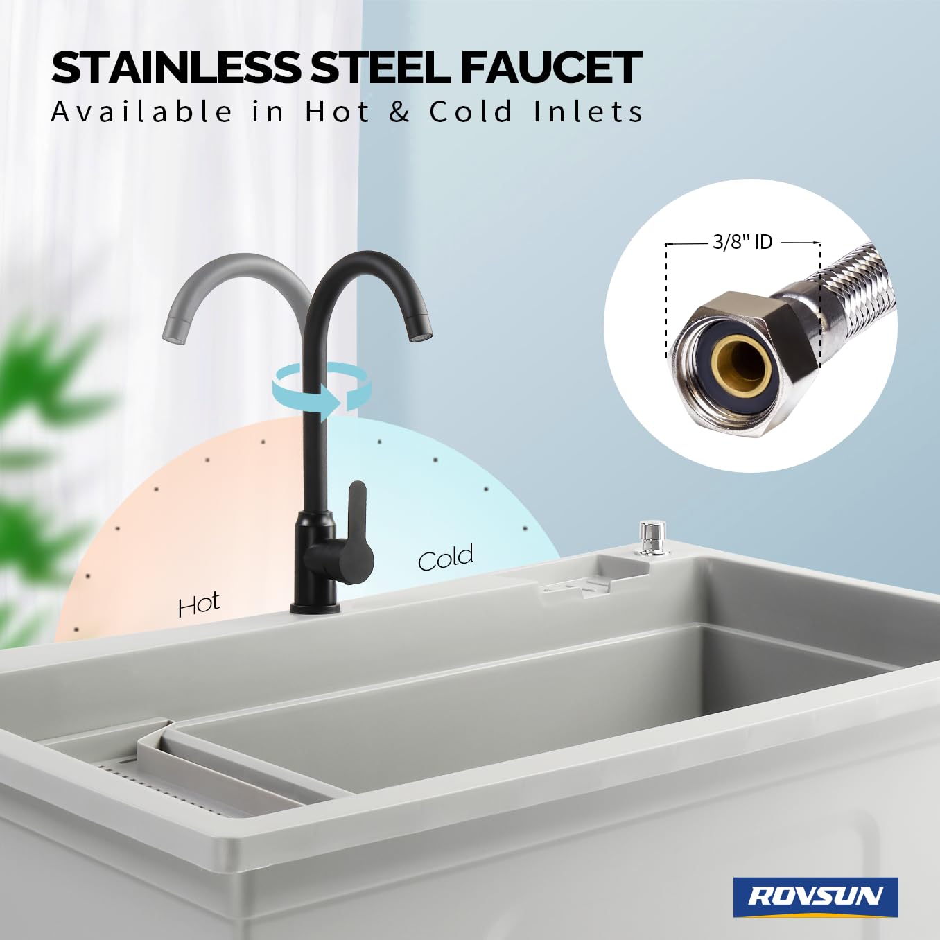 ROVSUN 40" X 24" Heavy Duty Plastic Laundry Tub with Storage Shelf Gray