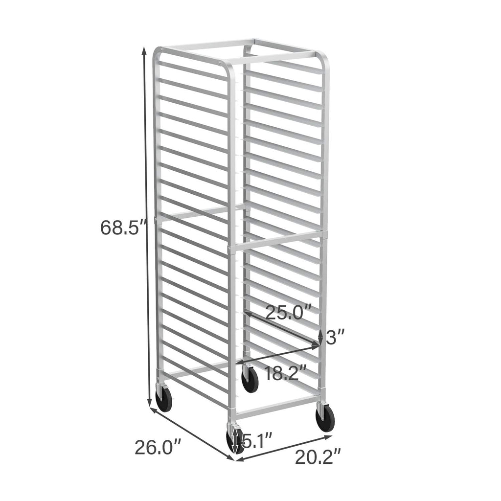 ROVSUN 20-Tier Bakery Rack Stainless Steel 26 Inches Wide Bun Pan Shee