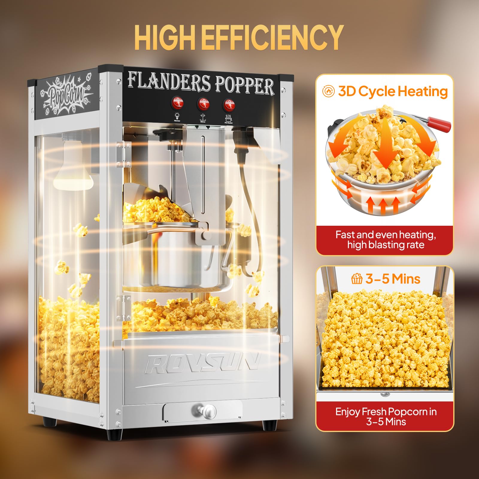 ROVSUN Commercial Black Popcorn Machine with 10 Oz Kettle
