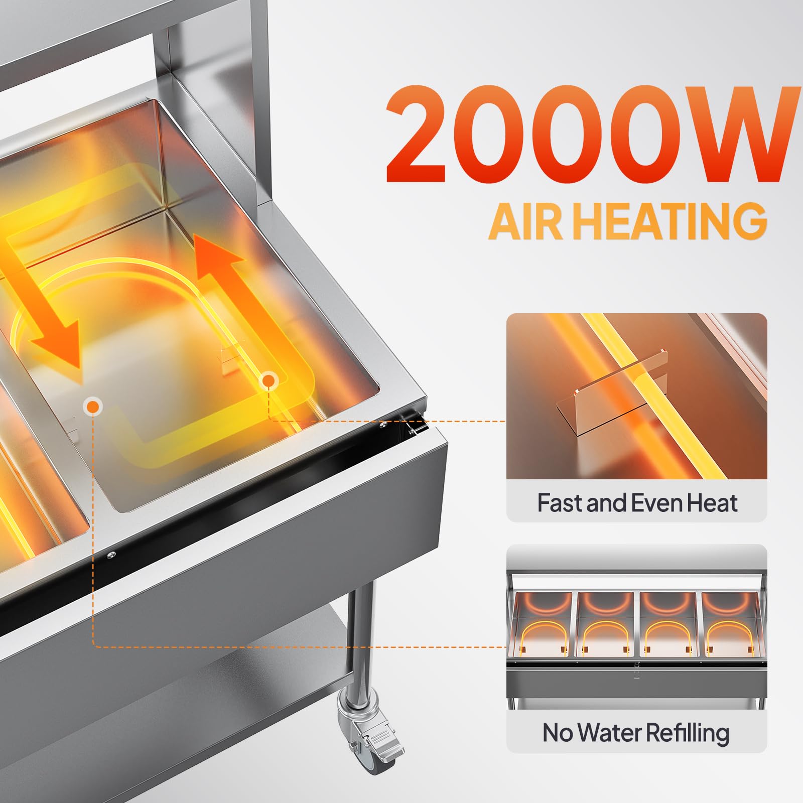ROVSUN 96 QT 12-Pan Electric Steam Table with Independent Temp Control