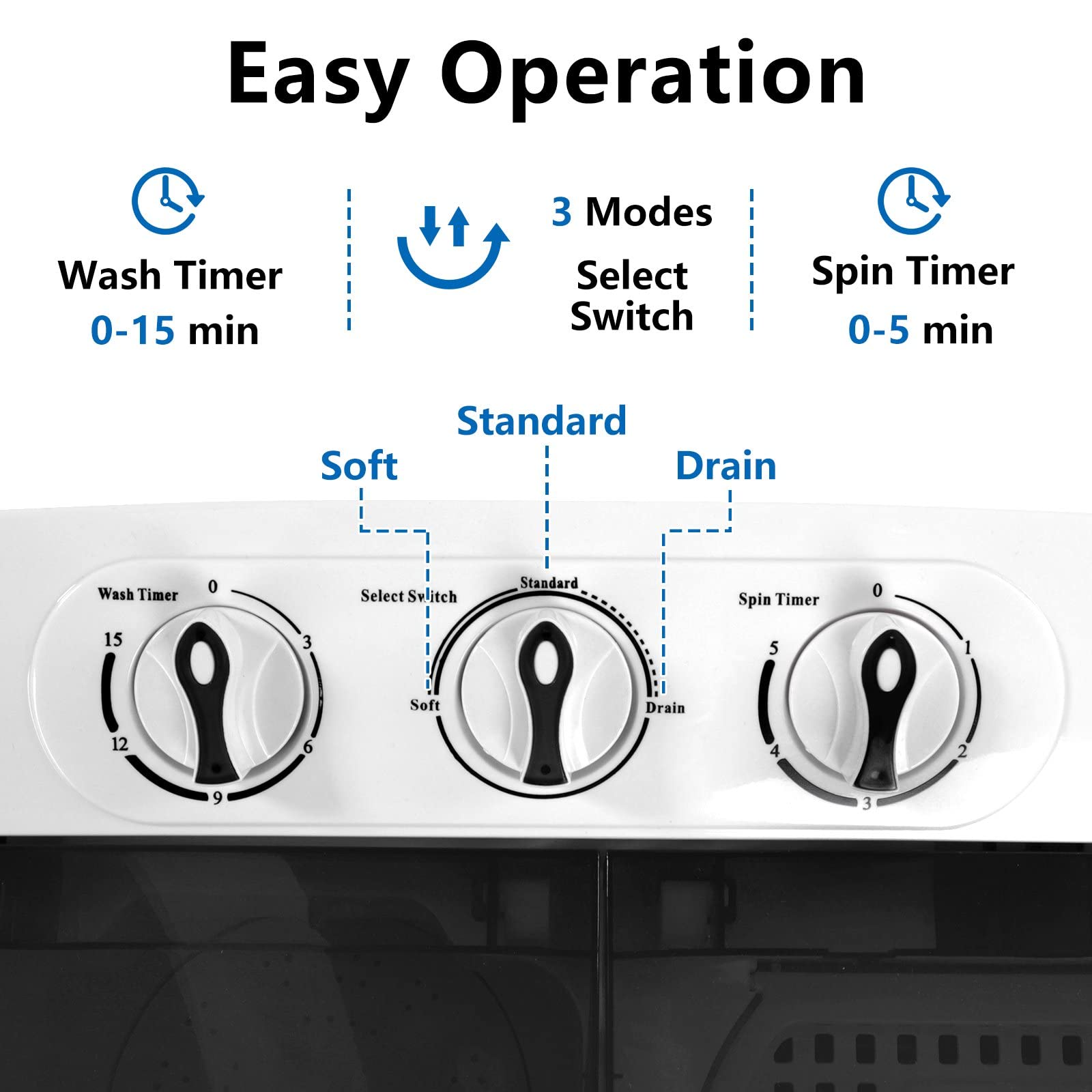 ROVSUN 15Lbs 550W 110V Portable Twin Tub Washing Machine Black